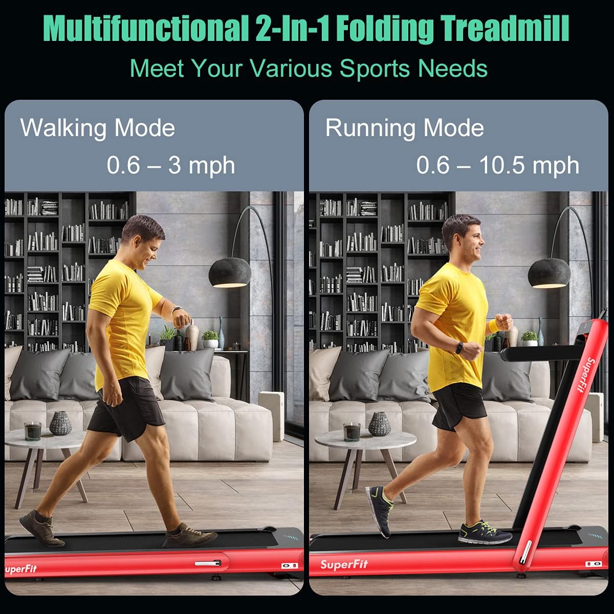 GYMAX Walking Pad, 4.75HP Under Desk Treadmill with LED Touch Screen, App Control, Built-in Speaker & Handle, 2 in 1 Folding Compact Portable Treadmill for Home Small Space