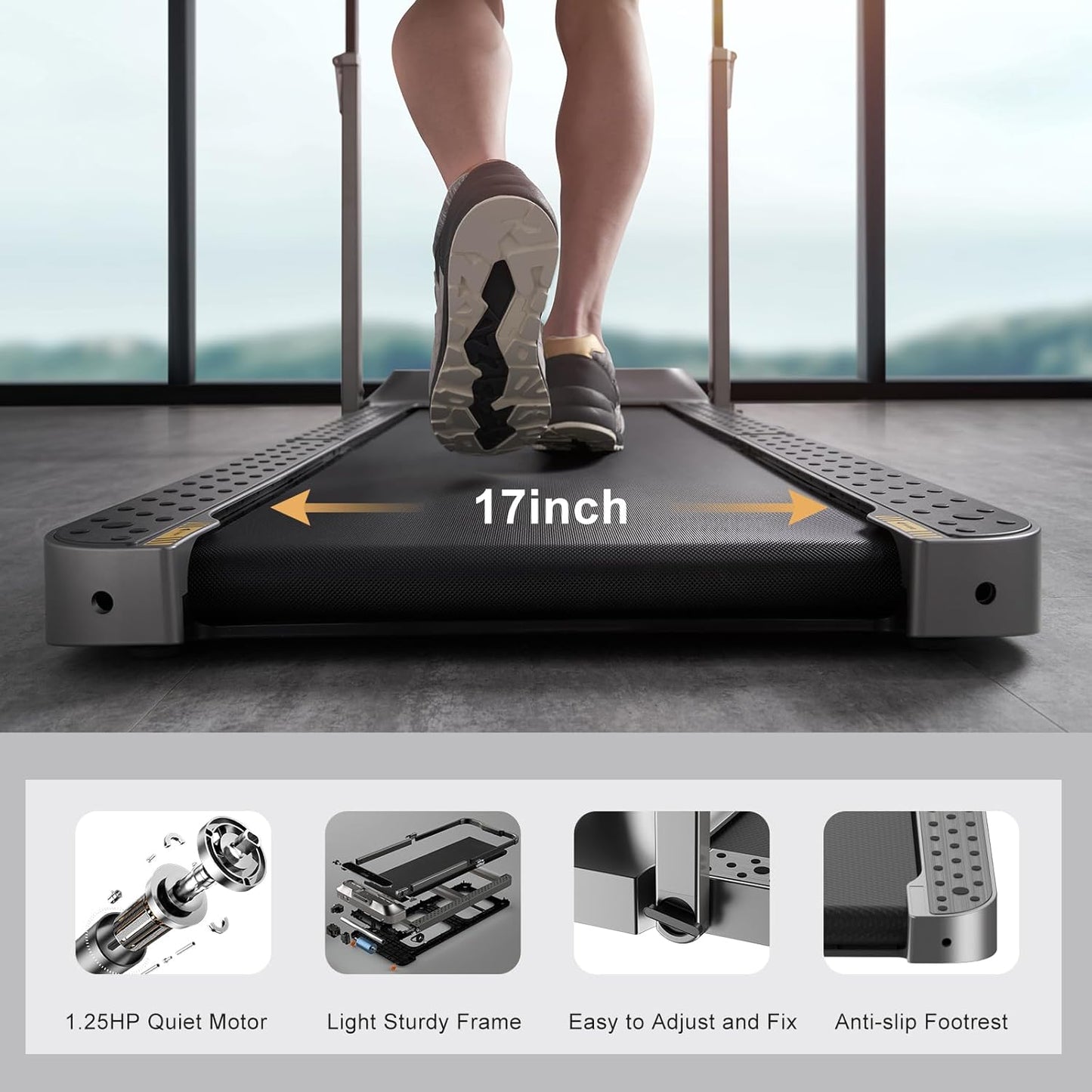 WALKINGPAD R Series Folding Treadmill, 2 in 1 Walking Pad Under Desk Treadmill for Home and Office, Compact Foldable Design with App Control and LED Display, Spacious Belt for Walking or Running