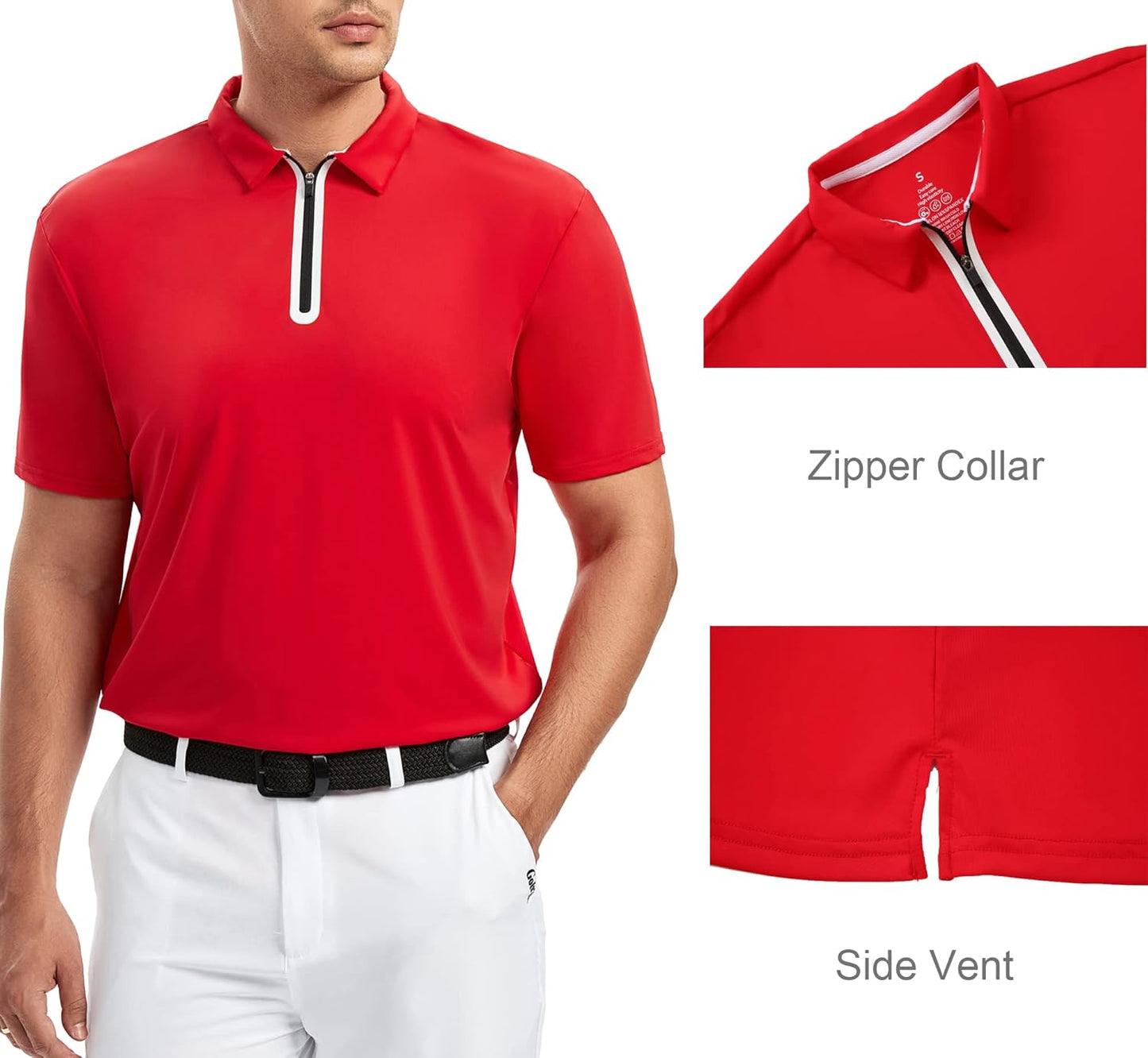 Alex Vando Mens Golf Shirt Moisture Wicking Quick-Dry Short Sleeve Casual Polo Shirts for Men