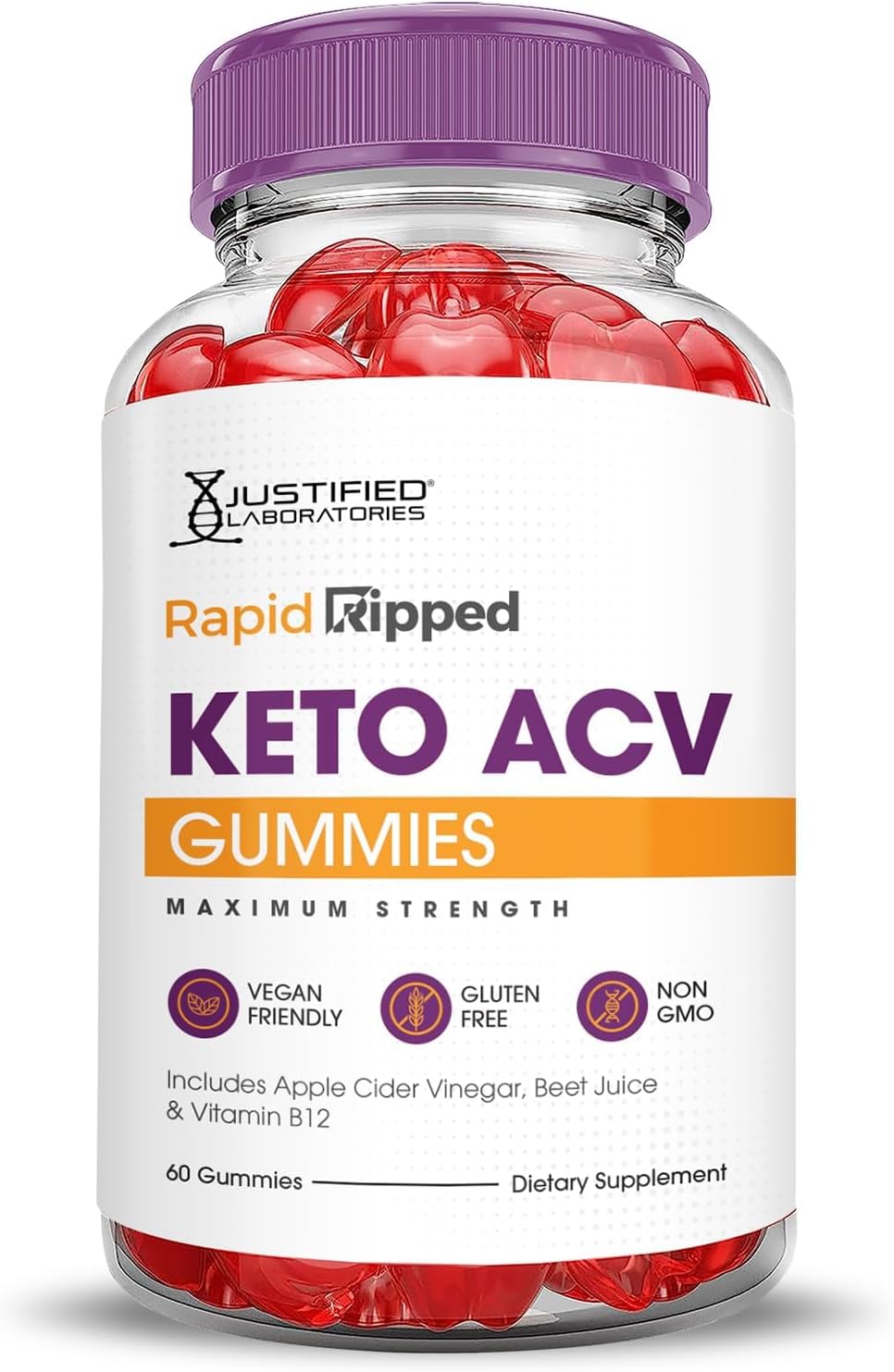 Justified Laboratories Rapid Ripped Keto ACV Gummies Advanced Formula 1000MG Rapidripped Keto Gummies Apple Cider Vinegar Formulated with Pomegranate Beet Juice Powder B12 Vegan Non GMO 300 Gummys