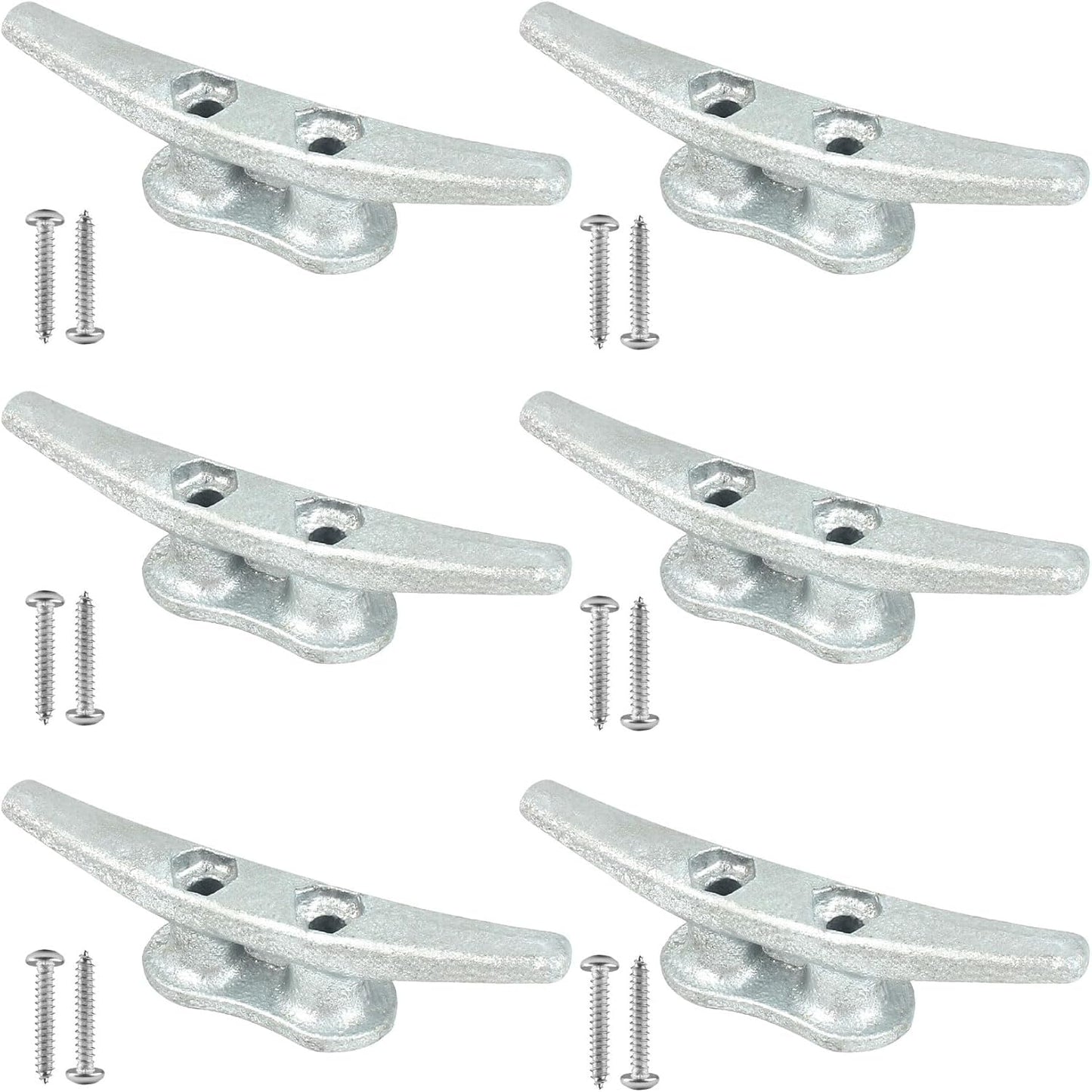 Boat Cleats 4Inch,Hot Dip Galvanized Cast Iron Dock Cleats,Electrophoretic Coated Black Dock Cleats,Rope Cleats Boat Dock Cleats for Marine Deck or Nautical Decor,Hardware Included (4/5/6/10/12Pack)