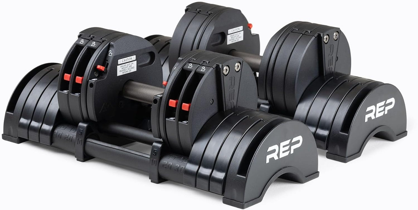 Rep Fitness Quickdraw Adjustable Dumbbells, Multiple weight ranges available including: 5-30, 5-40,5-50 and 5-60 lbs