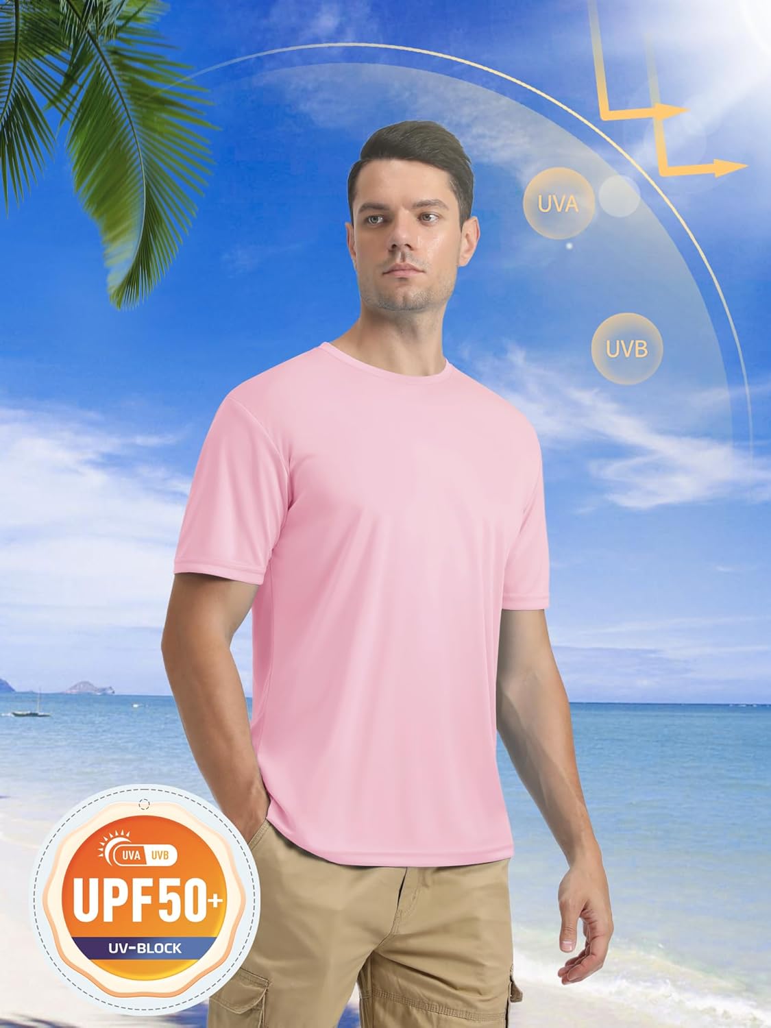 MAGCOMSEN Men's Short Sleeve UPF 50+ T-Shirt Quick Dry Rash Guard Athletic Running Swim Top Tee Performance Water Shirts