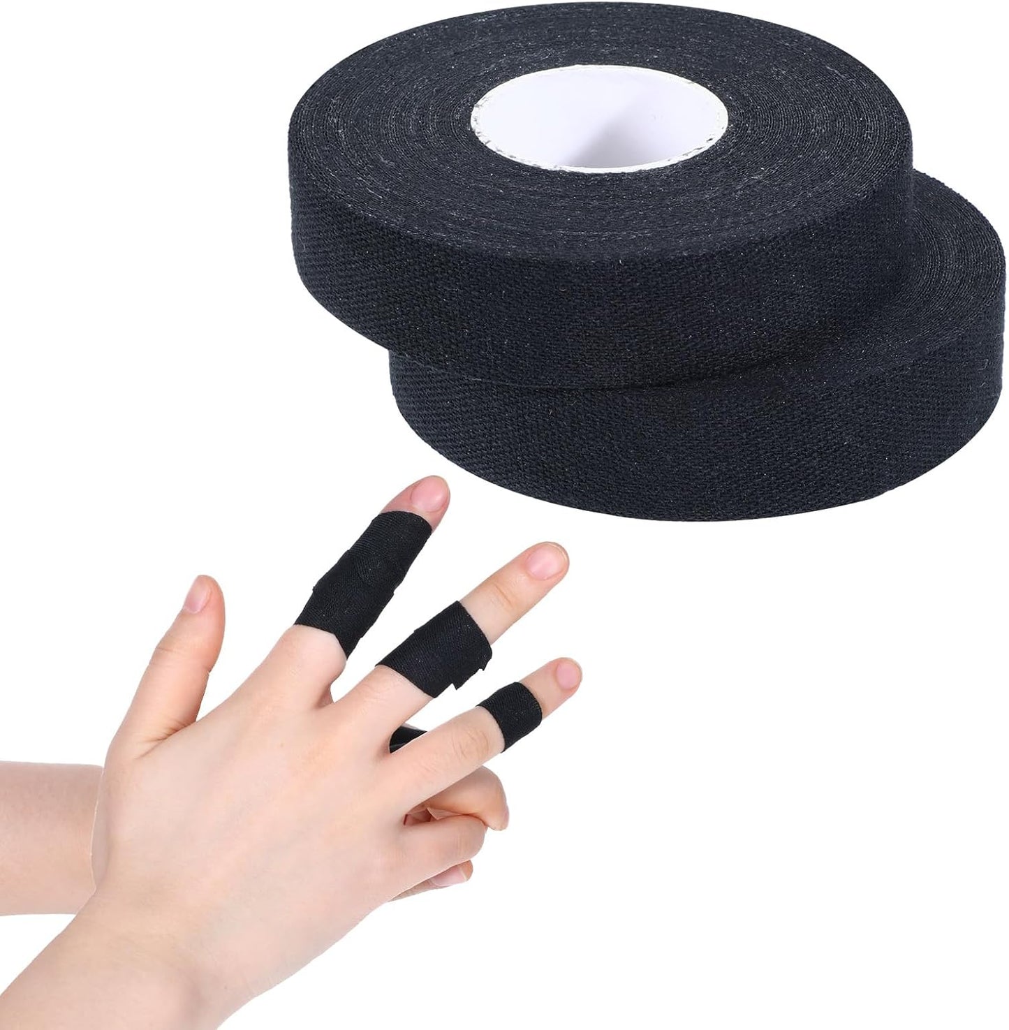 2 Rolls Finger Tape, Extra Strong Adhesive 0.6-Inch x 32-feet Athletic Tape for Fingers, Hands, & Toes, Rock Climbing Tape, Skin-Friendly Sports Tape for Outdoor Sports Climbing Football (Black)