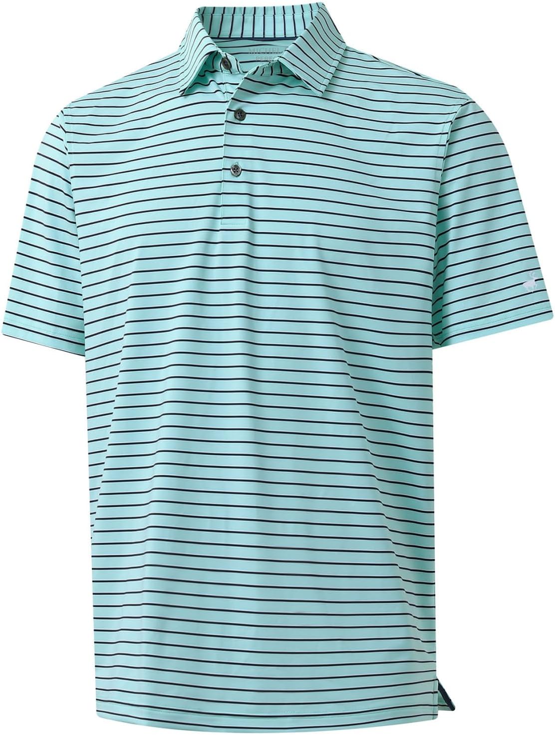 Rouen Mens Polo Shirts Short Sleeve Dry Fit Performance Moisture Wicking Causal Striped Polo Collared Golf Shirts for Men