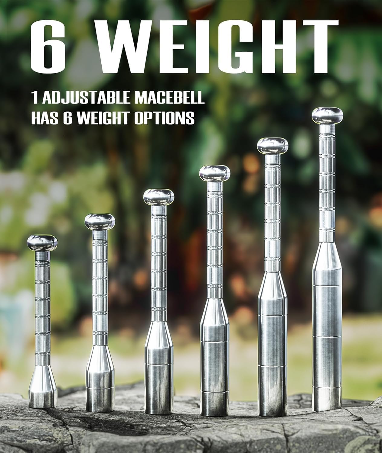 Adjustable Macebell Clubbell for Strength Training, 6/8-in-1 Premium Steel Indian Club for Full Body, Muscles, Shoulder, Grips & Forearms Workouts to Stretching