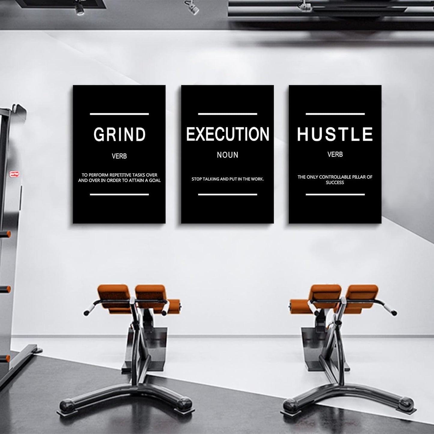 Framed Canvas Wall Art Success Quote, Office Wall Art, Black Large Poster, Positive Motivational Set of 3 Prints, Execute Failure Definition, Inspirational Print (B-3pcs,16x24inchx3pcs)