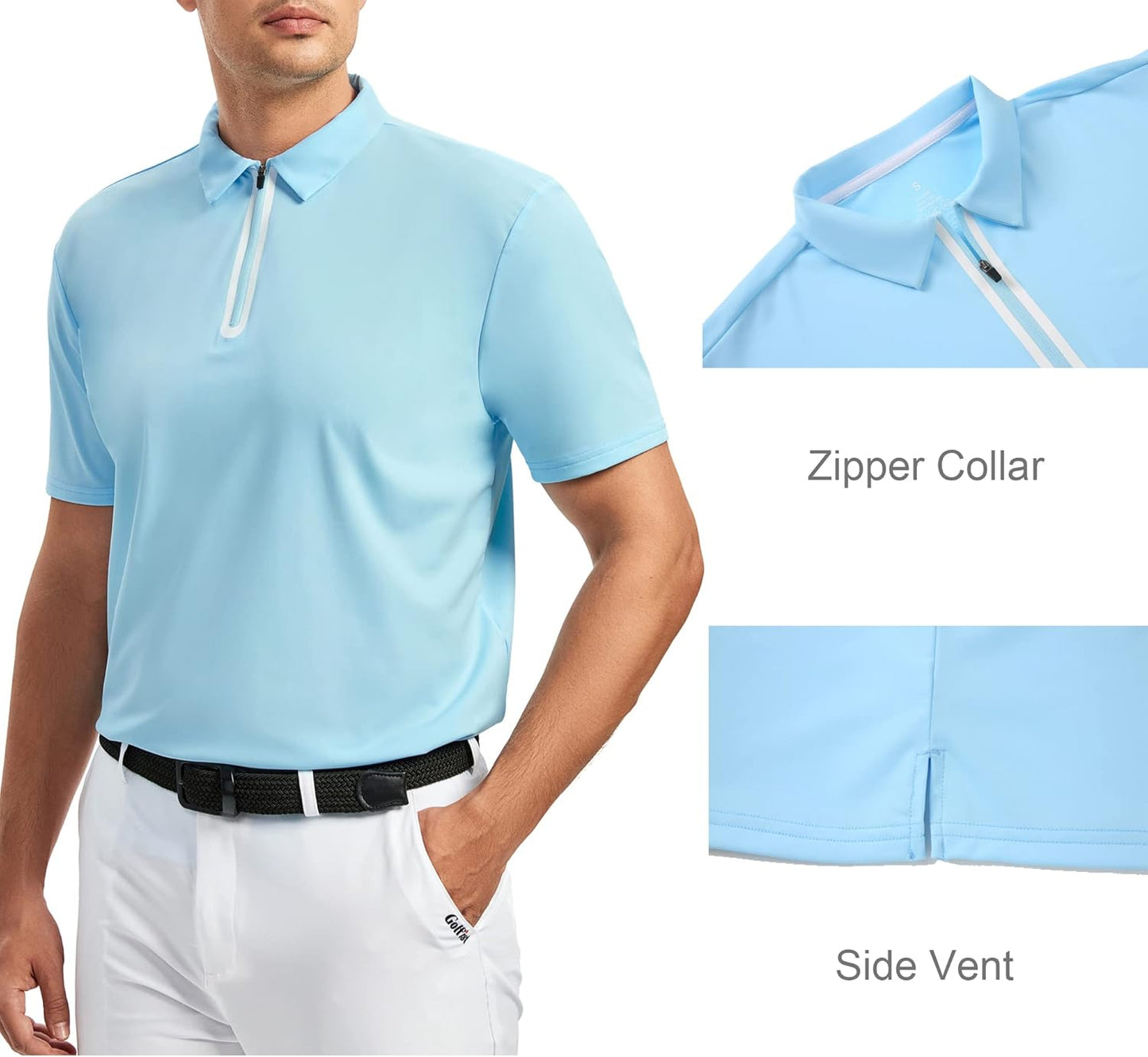 Alex Vando Mens Golf Shirt Moisture Wicking Quick-Dry Short Sleeve Casual Polo Shirts for Men