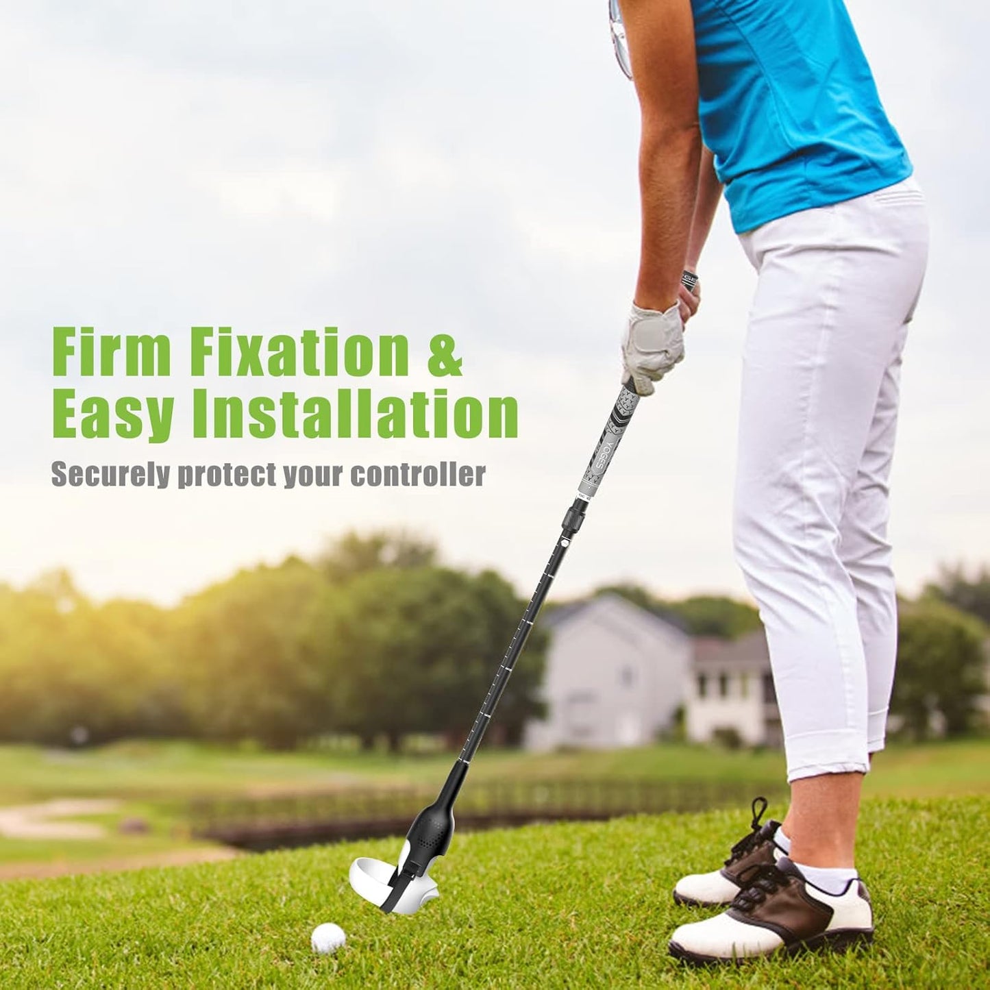 Adjustable Length VR Golf Club Handle Compatible for Oculus-Quest 2-Accessories, Virtual Reality Baseball Controller Attachment, Simulator Real Golf Game Bat Adapter for Golf+, Walkabout Mini Golf