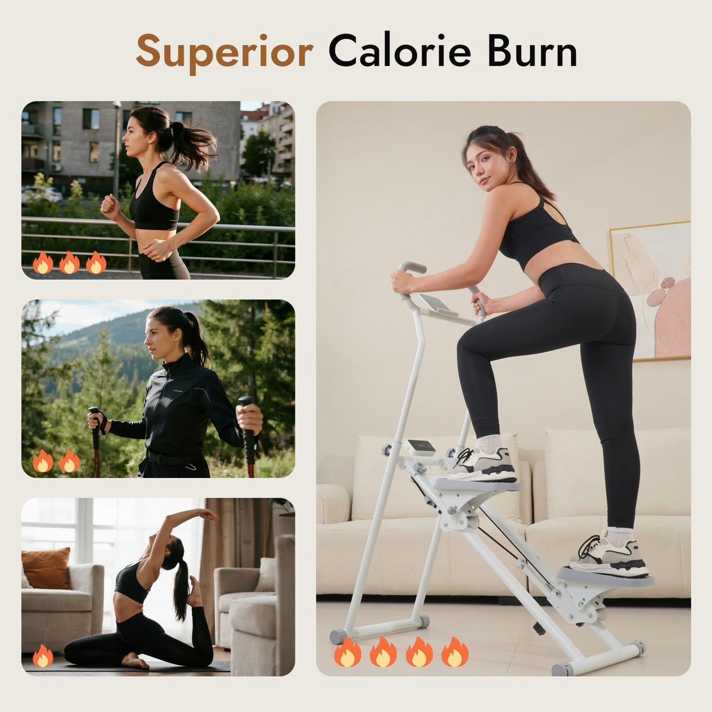Stair Stepper with Adjustable Resistance - Stair Climber for Home Gym, Folding Cardio Machine with Extended Step Range, Adjustable Handlebar & Pedals, Tablet Holder by MACYO