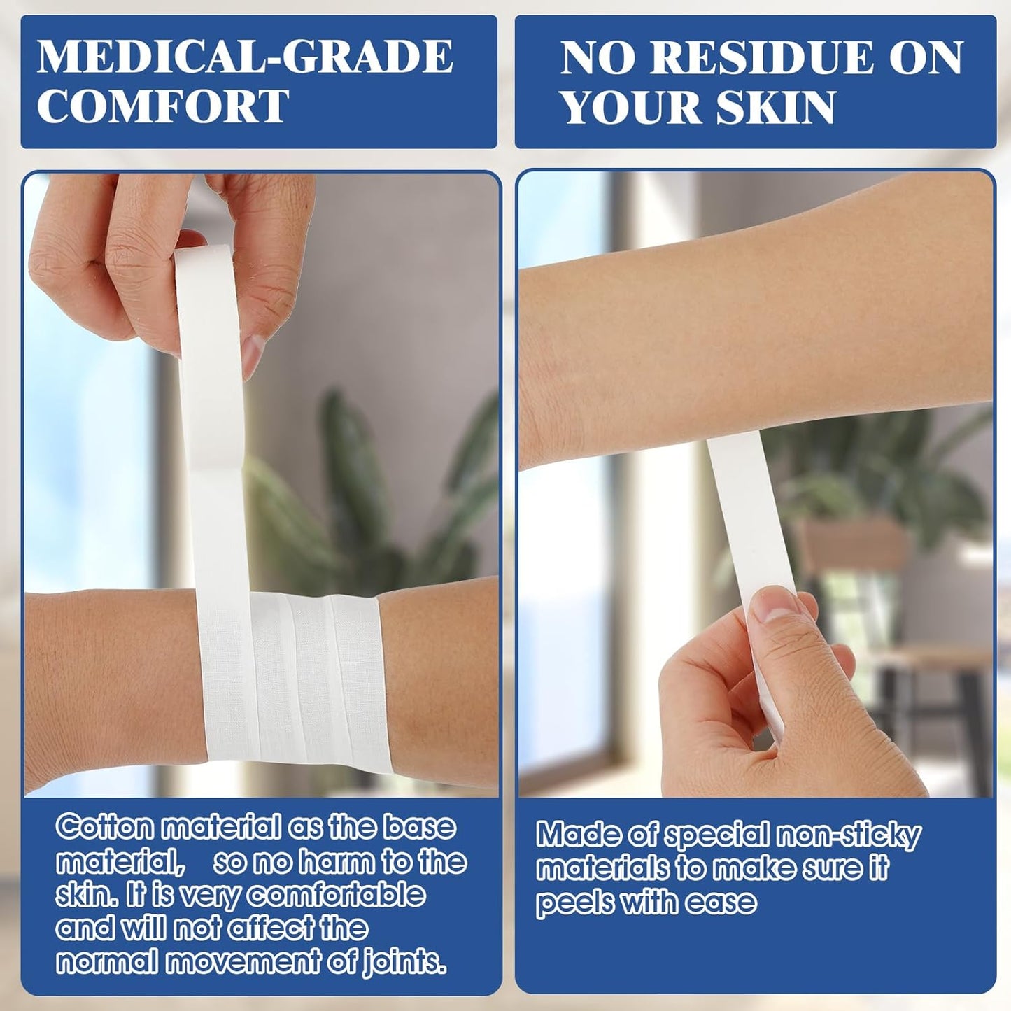 3 Rolls Athletic Tape, Finger Tape No Sticky Residue Wrist Ankle Tapes Extra Strong Adhesive Sports Tapes for Volleyball Basketball Climbing Boxing Weight Lifting