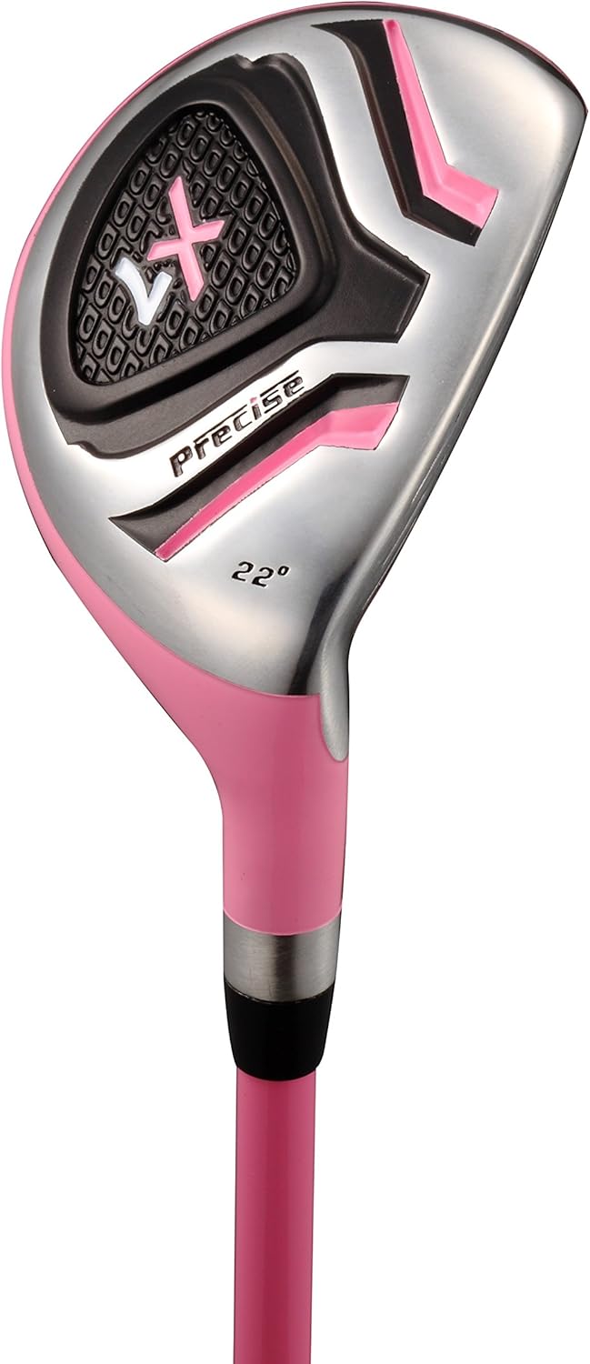 Precise X7 Kids Golf Clubs Set for Ages 3-5, 6-8, 9-12 | Right/Left Hand Girls & Boys Golf Clubs with Lightweight Graphite Shafts, Hybrid & Stand Bag
