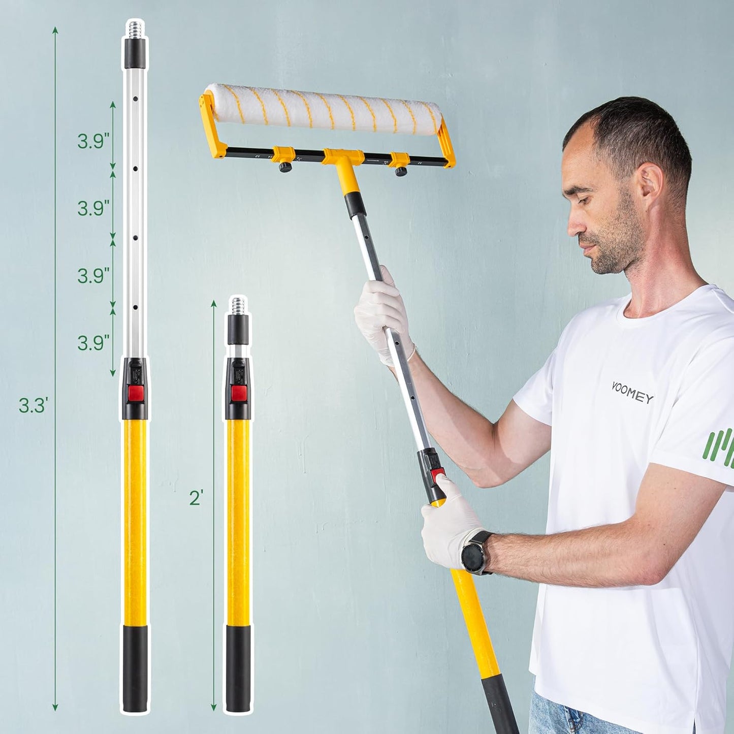 VOOMEY 28PC 18 Inch Paint Roller Kit, Paint Bucket,18" Paint Tray, 4 Inch Foam Paint Roller with 40 Inch Extension Pole,Ideal for Fast Large Area Painting Room and Small Area Detail Painting