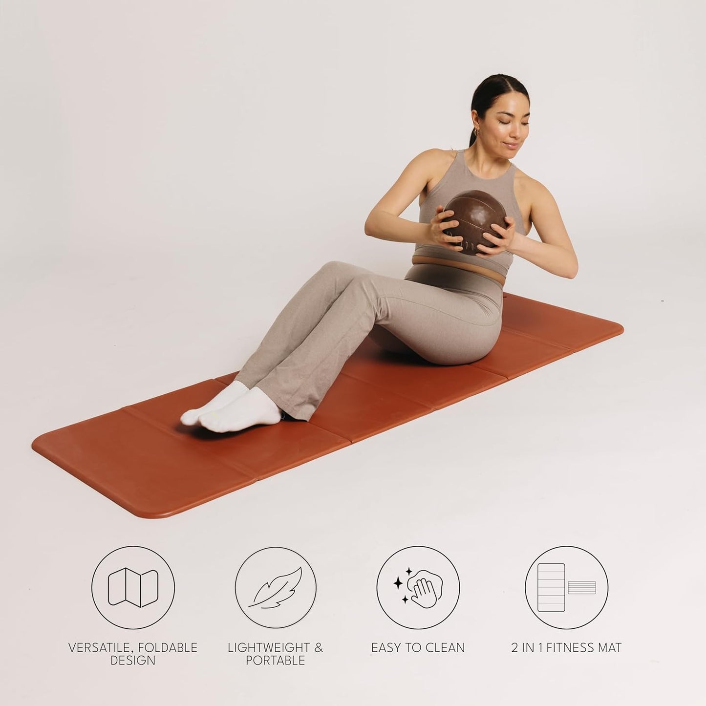 Foldable Multi-Purpose Fitness & Yoga/Pilates Mat, Workout Mat with Non-Slip Surface, Portable & Lightweight, For Studio or Home Use, As Seen on Shark Tank