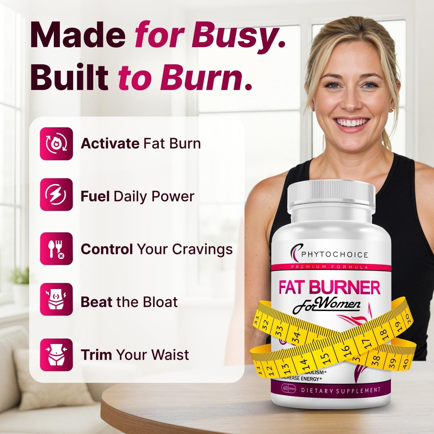 Raspberry Ketones Supplement for Women - Raspberry Ketones, Green Tea & African Mango - Fat Burner Diet Pills That Work Fast for Women, All-Natural Weight Loss Vitamins, Supports Bloating & Metabolism