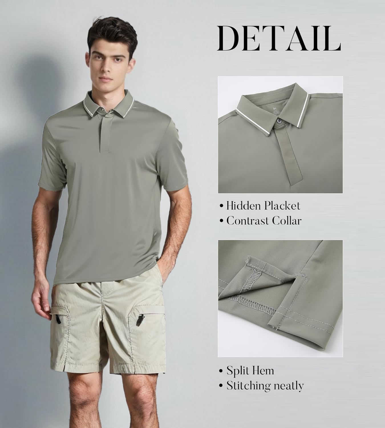 SAMERM Golf Shirts for Men Super Stretch Jacquard Dry Fit Golf Polo Moisture Wicking Short Sleeve Polo Shirts for Men