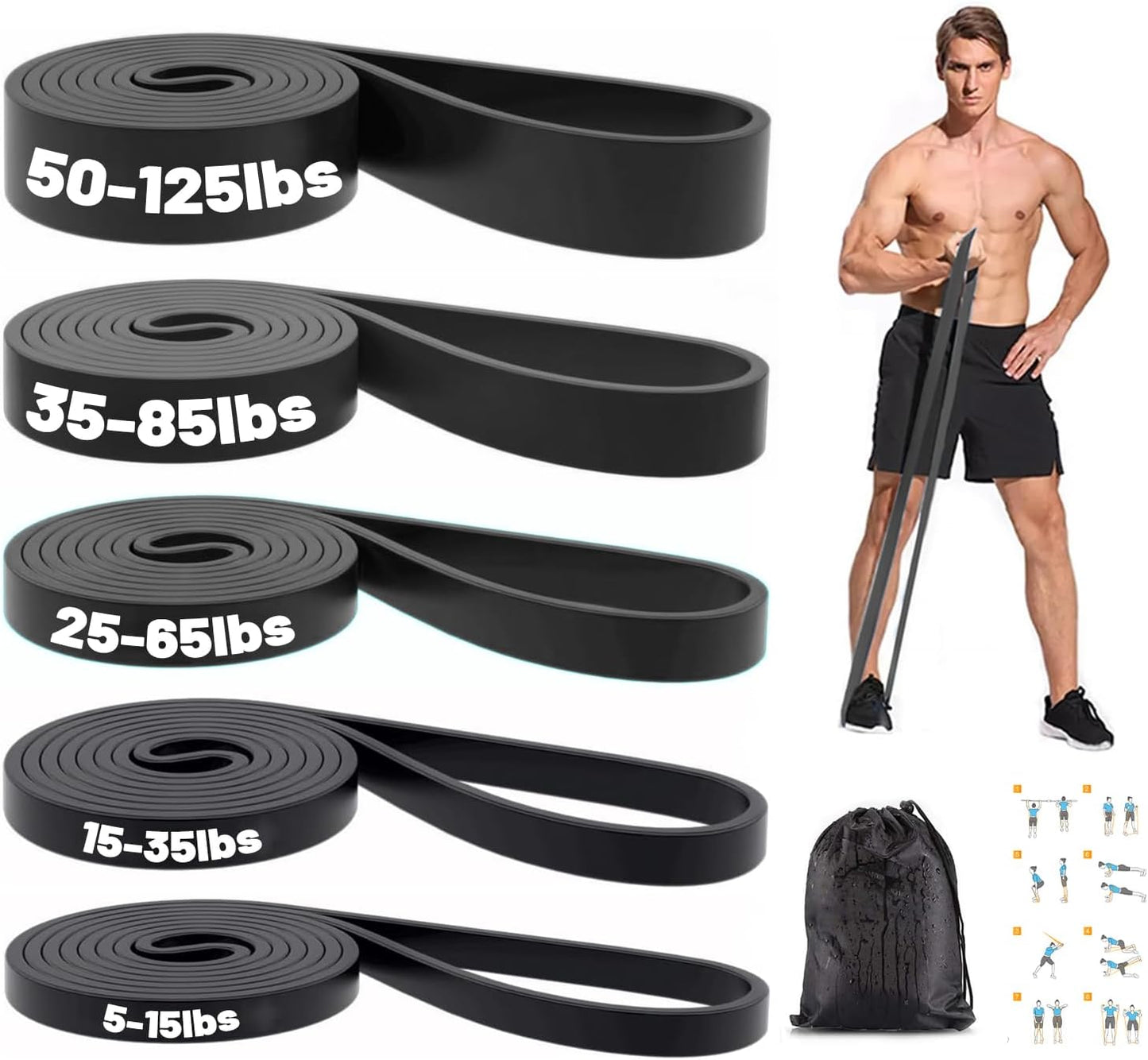 Resistance Bands, Pull Up Bands, Exercise Workout Bands for Working Out, Pull Up Assistance Bands Set for Men & Women, Body Stretching, Physical Therapy, Muscle Training