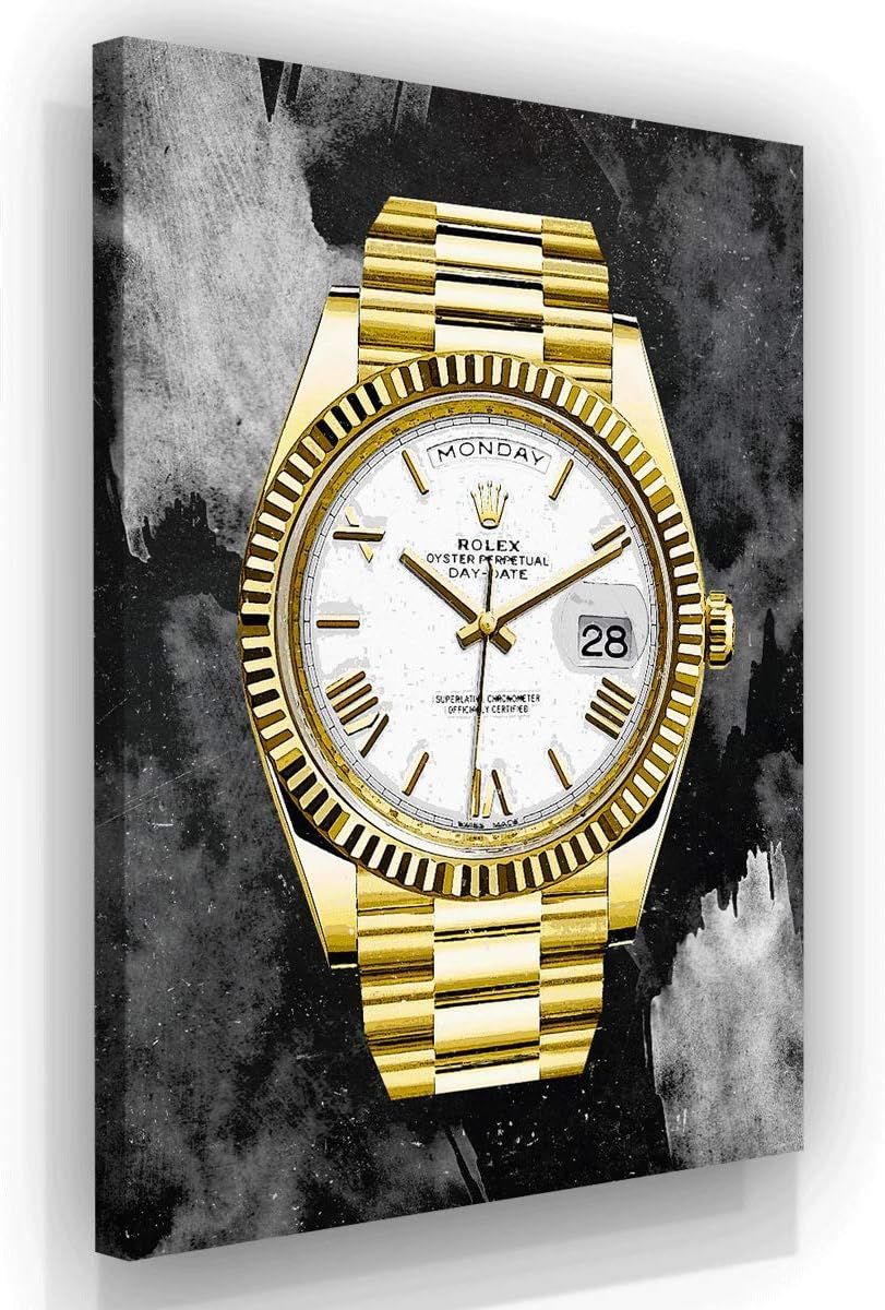SuccessHunters Luxury Gold Watch Canvas Print Office Wall Decoration Home Decor Modern Art Prints Inspiration Motivation Inspire Entrepreneur Quote Inspirational Motivational House Decal (36" x 24")
