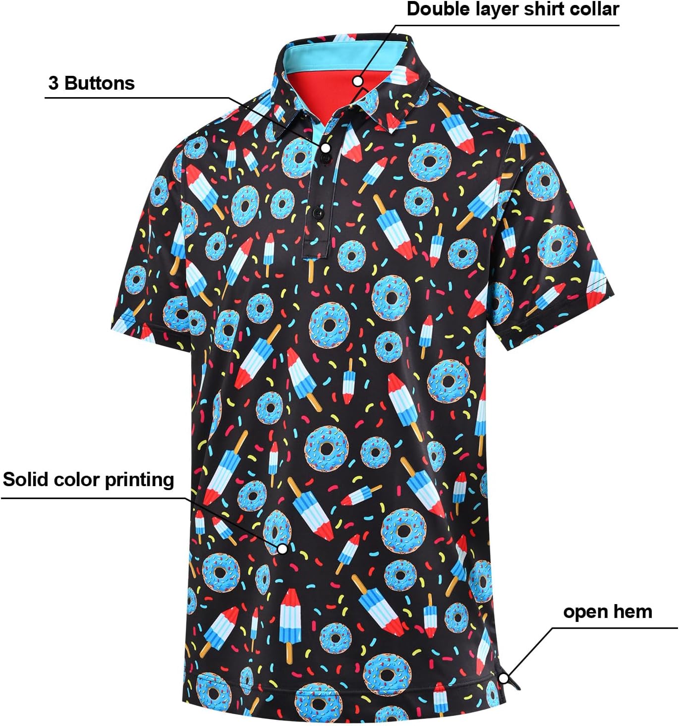 DEOLAX Mens Polo Shirts Fashion Print Mens Golf Shirt Dry Fit Mens Golf Polo Short Sleeve Quick Dry Funny Golf Shirt for Men
