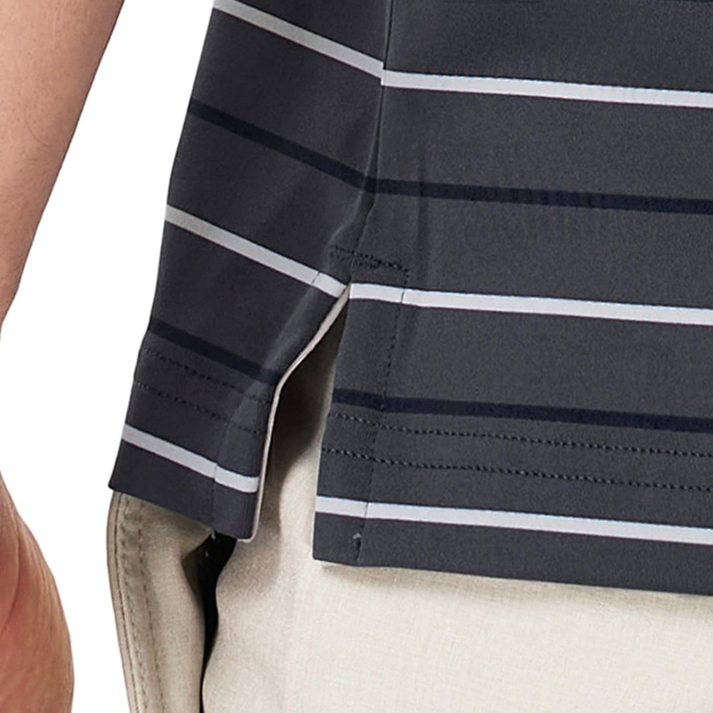 Rouen Mens Golf Shirt Moisture Wicking Dry Fit Performance Stripe Casual Collared Short Sleeve Golf Polo Shirts for Men