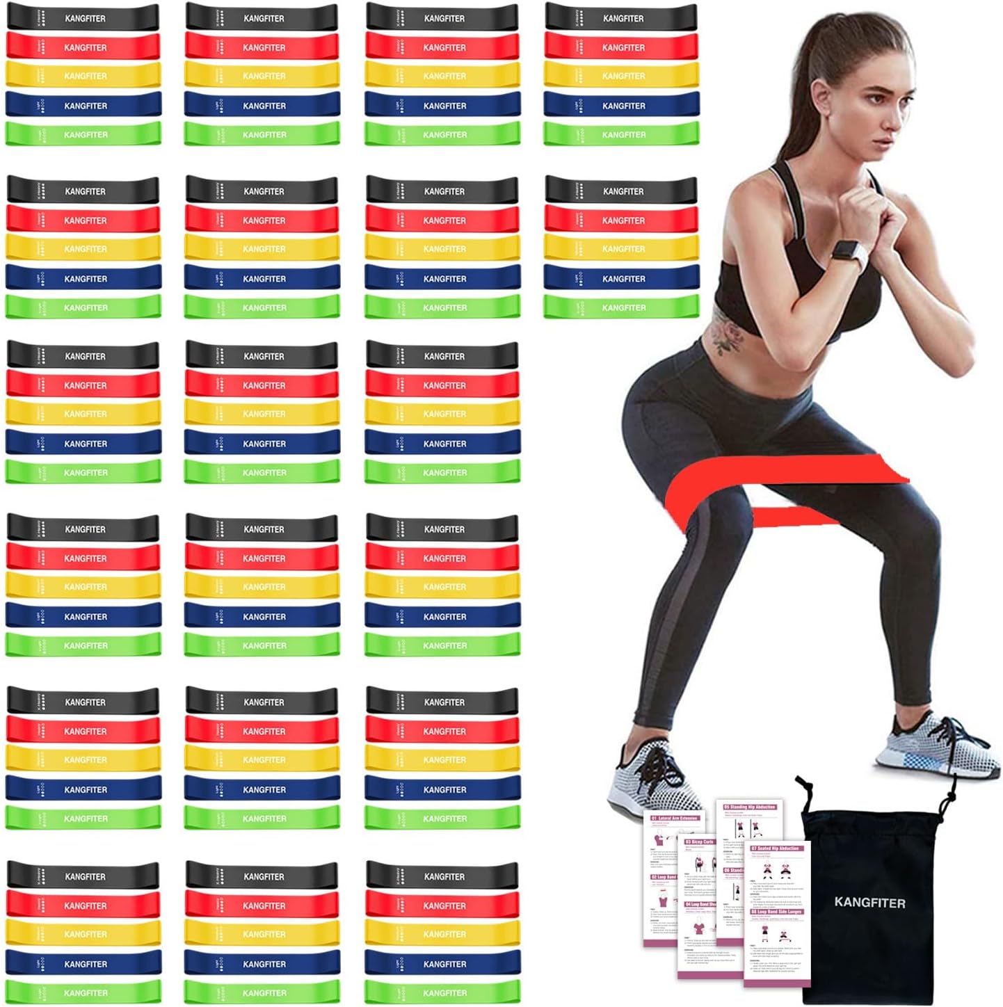 100 PCS Bulk Resistance Bands, Loop Exercise Bands Set for Gym Members Sports Class Students Gift, 5 Pieces Each Set with Storage Bag, Fitness Bands for Outdoor Home Gym Yoga Pilates