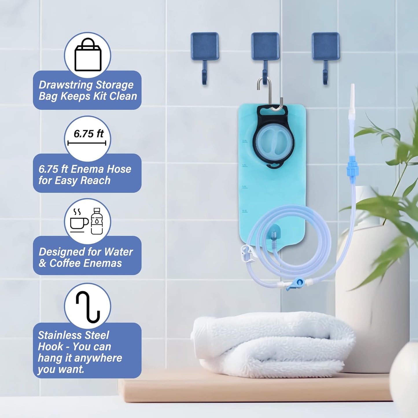 TopQuaFocus Douche Bag kit Home Coffee Enemas with 6.5FT Silicone Tube Portable Enema Bag for Men Women Colon Cleansing Flushing for Colonic Cleanse