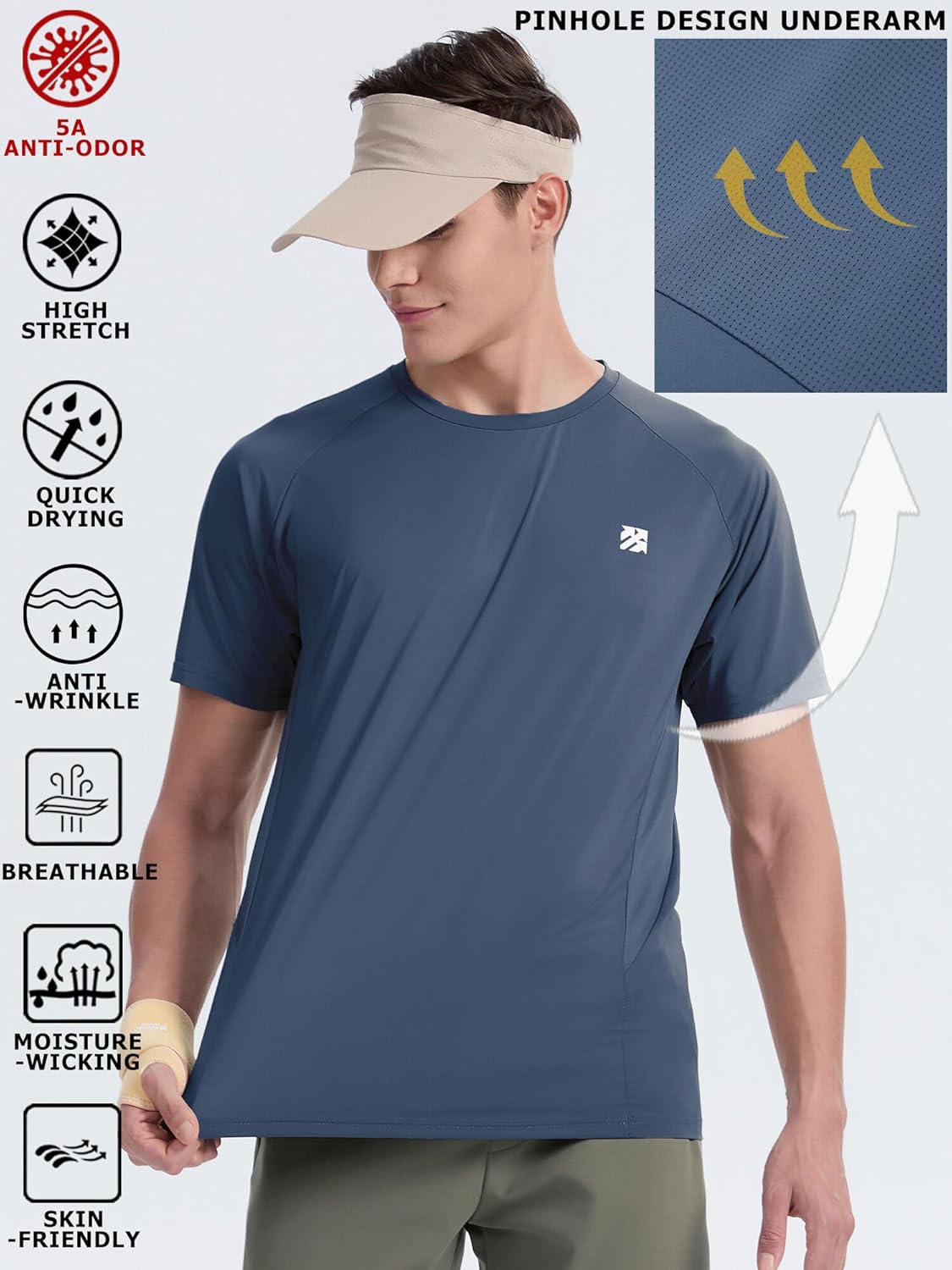 Moisture Wicking Quick Dry Soft Pickleball Workout Hiking Camping Running Shirts for Men Outdoor Sports