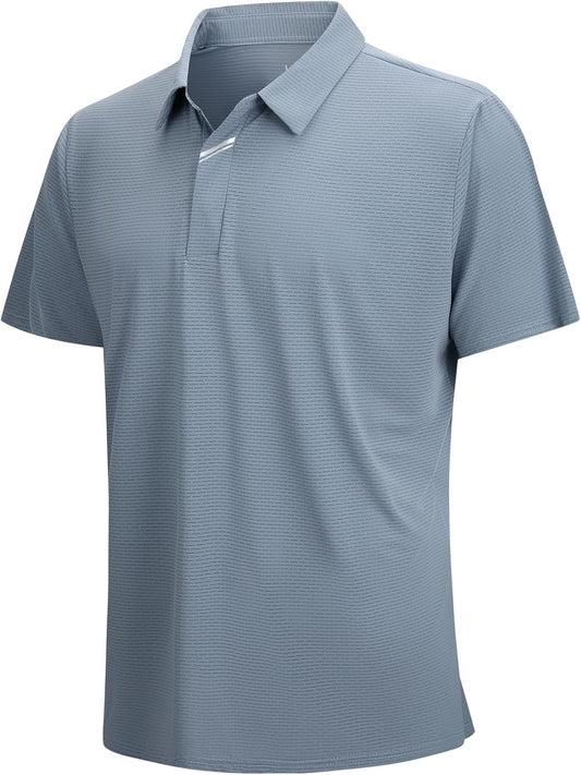 SAMERM Golf Shirts for Men Super Stretch Jacquard Dry Fit Golf Polo Moisture Wicking Short Sleeve Polo Shirts for Men