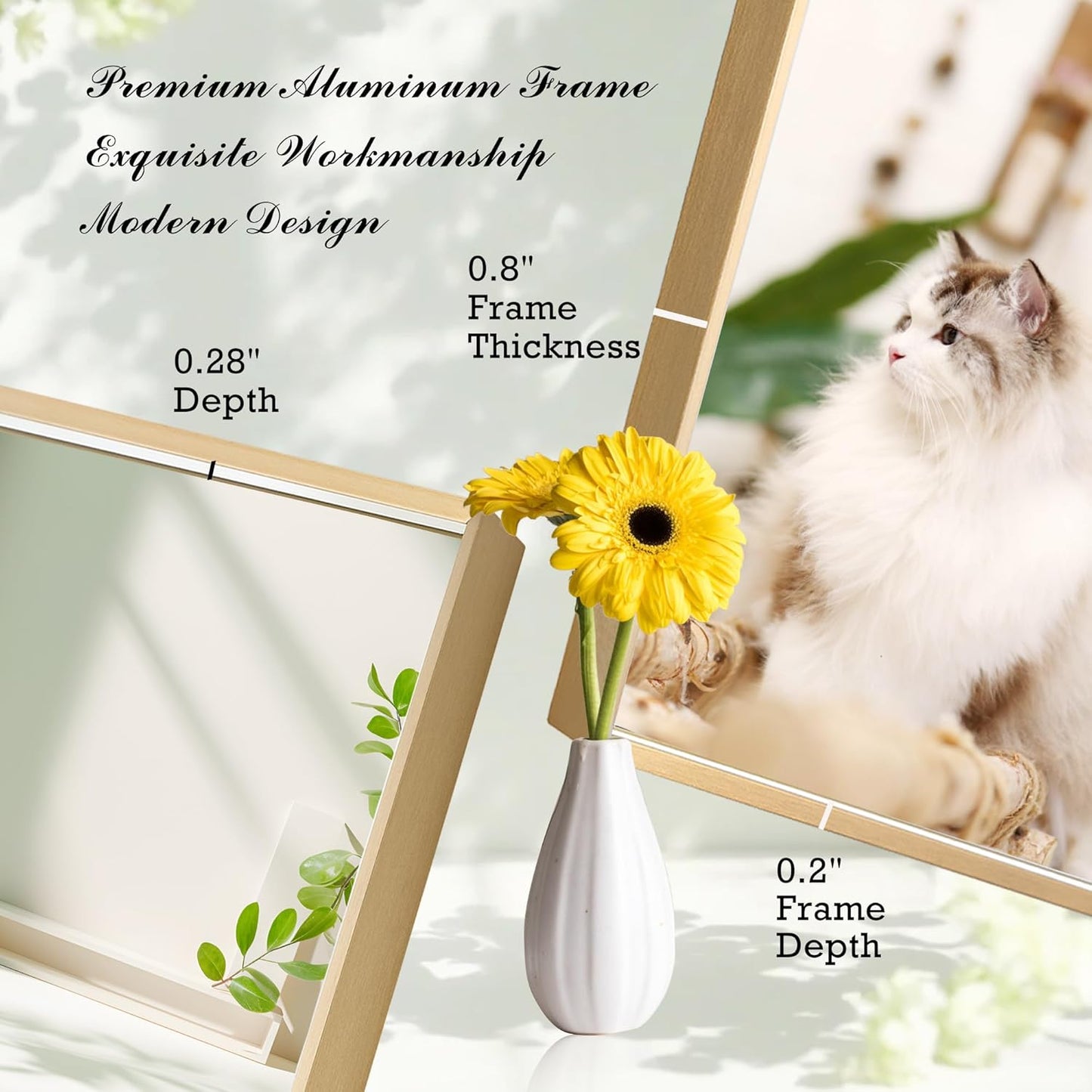 24x32 Inch Brass Bathroom Mirror for Wall, Aluminum Frame Rectangle Rectangular Vanity Mirror, Modern Large for Bedroom, Living Room, Horizontal or Vertical