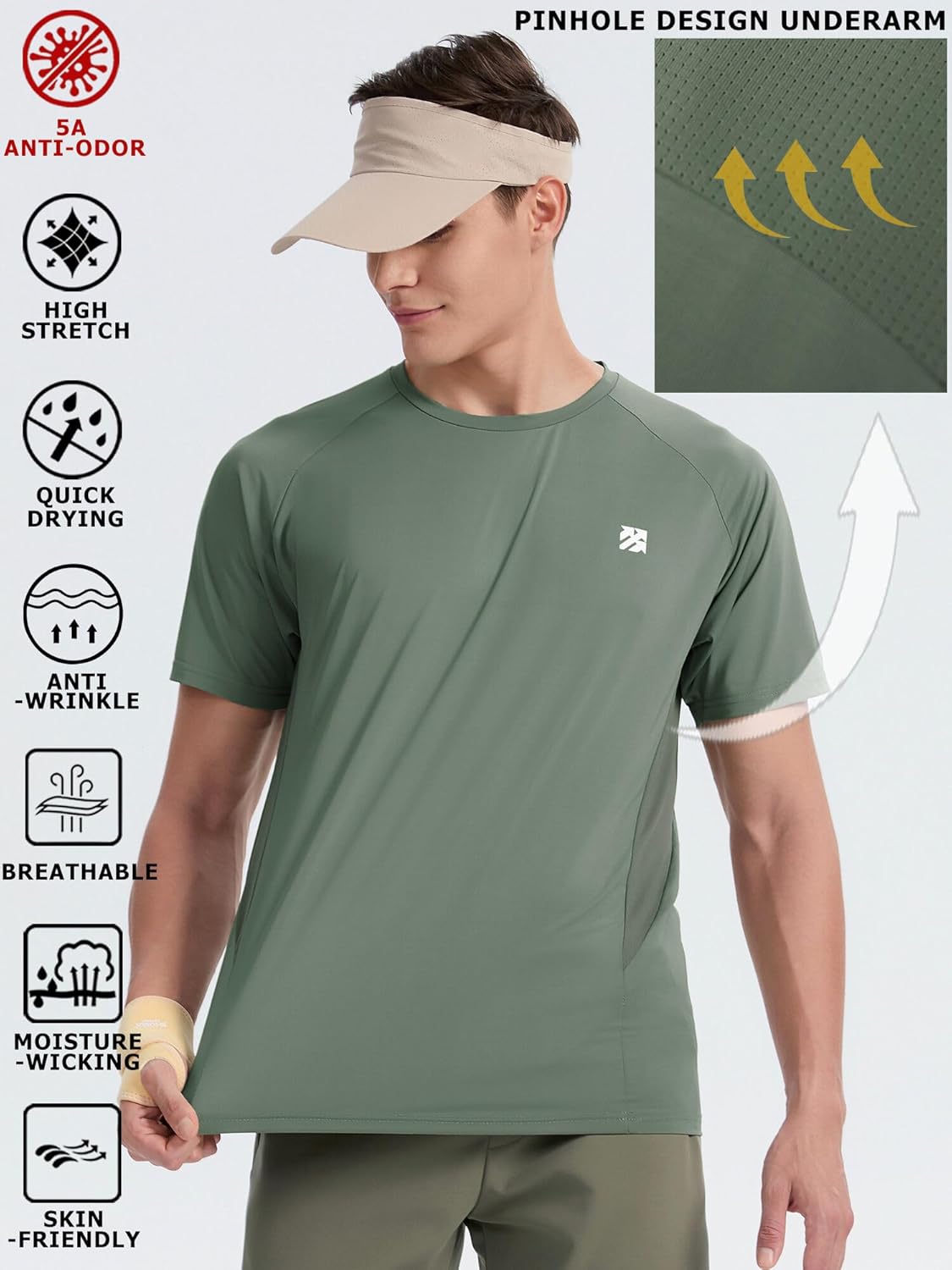 Moisture Wicking Quick Dry Soft Pickleball Workout Hiking Camping Running Shirts for Men Outdoor Sports
