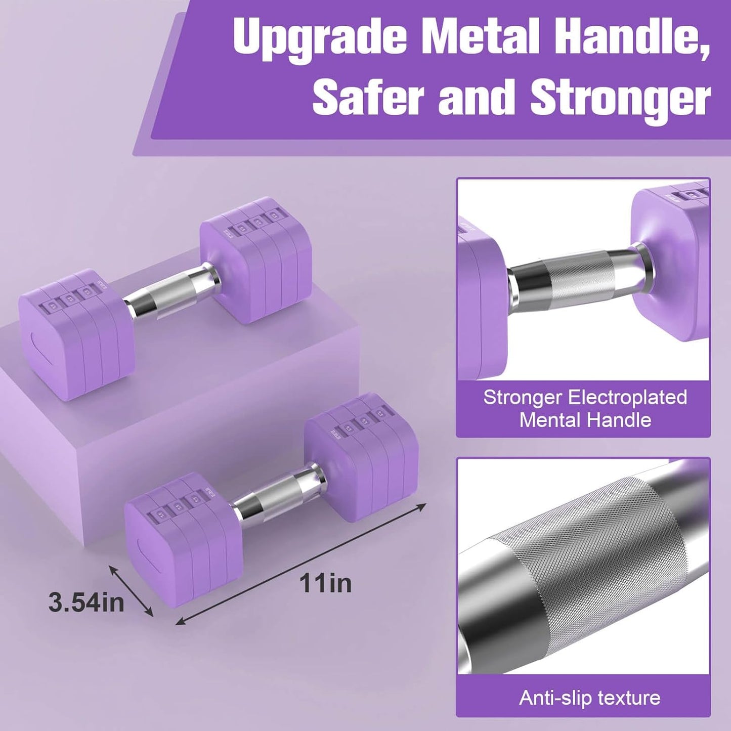 22LBS Adjustable Dumbbells Set, Adjustable Weight Dumbbells with 4 Levels 4.4lb, 6.6lb, 8.8lb, 11lb, Hand Weights Sets for Women/Men Home Gym Full Body Workout