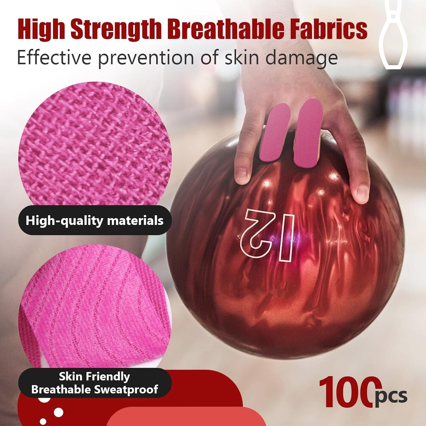 100 PCS Bowling Thumb Tape - Bowling Finger Tape - Thumb Tape Protector for Bowling(Multiple Colors, 1 x 2.8 Inches, Breathable)