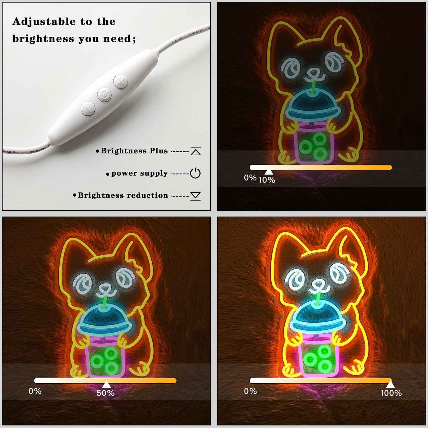 Corgi Neon Sign Bubble Tea Neon Light for Wall Decor Colorful Neon Sign Dog Neon Signs for Bedroom Dessert Coffe Shop Store Business Wall Decoration