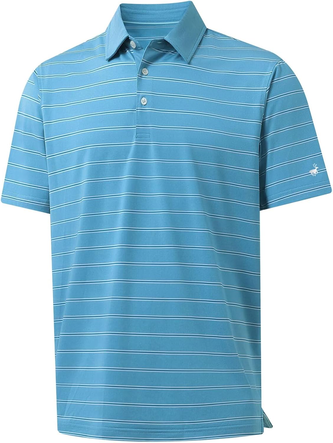 Rouen Polo Shirts for Men Dry Fit Performance Heather Stripe Golf Polo Moisture Wicking Lightweight Breathable Golf Shirts