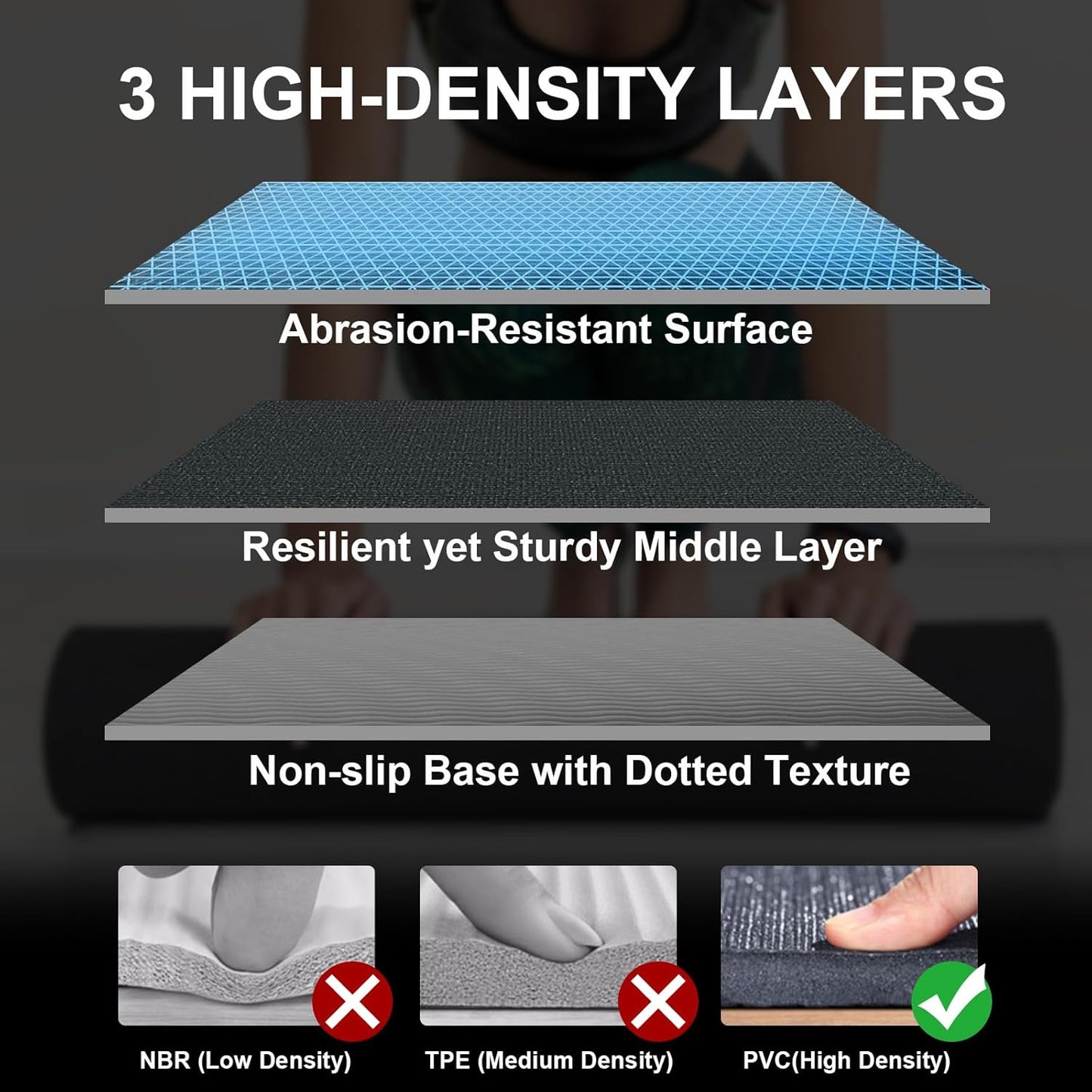 Large Workout Mat 6'x2' & 6'x4' - Home Gym Flooring for Weightlifting, Jump Rope, MMA, Yoga, Cardio, Stretch, Plyo, HIIT - Shoe-Friendly