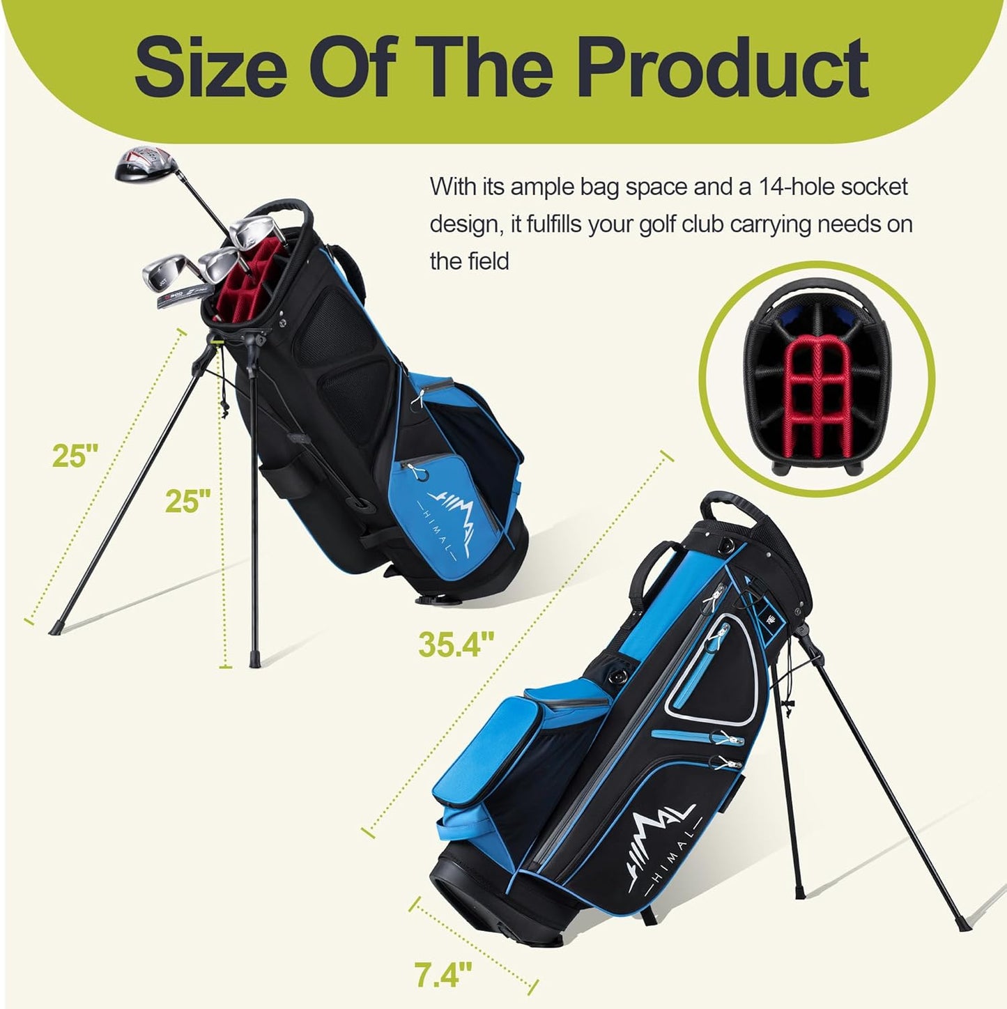 14 Way Golf Stand Bag, Golf Bags for Men with Stand, Top Dividers Ergonomic with 10 Pockets