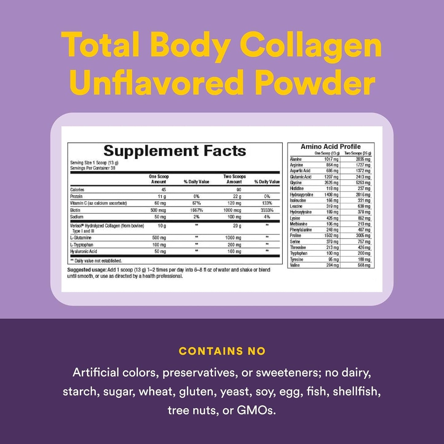 Natural Factors Total Body Collagen Bioactive Peptides Powder for Healthy Skin, Hair & Joints, Unflavored, 500 g