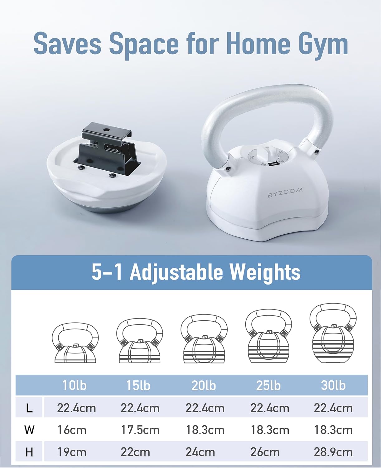 Adjustable Kettlebell 30lb Weight Training Fitness Exercise Full Body Workout 5 in 1 for Home Gym Beginners Woman