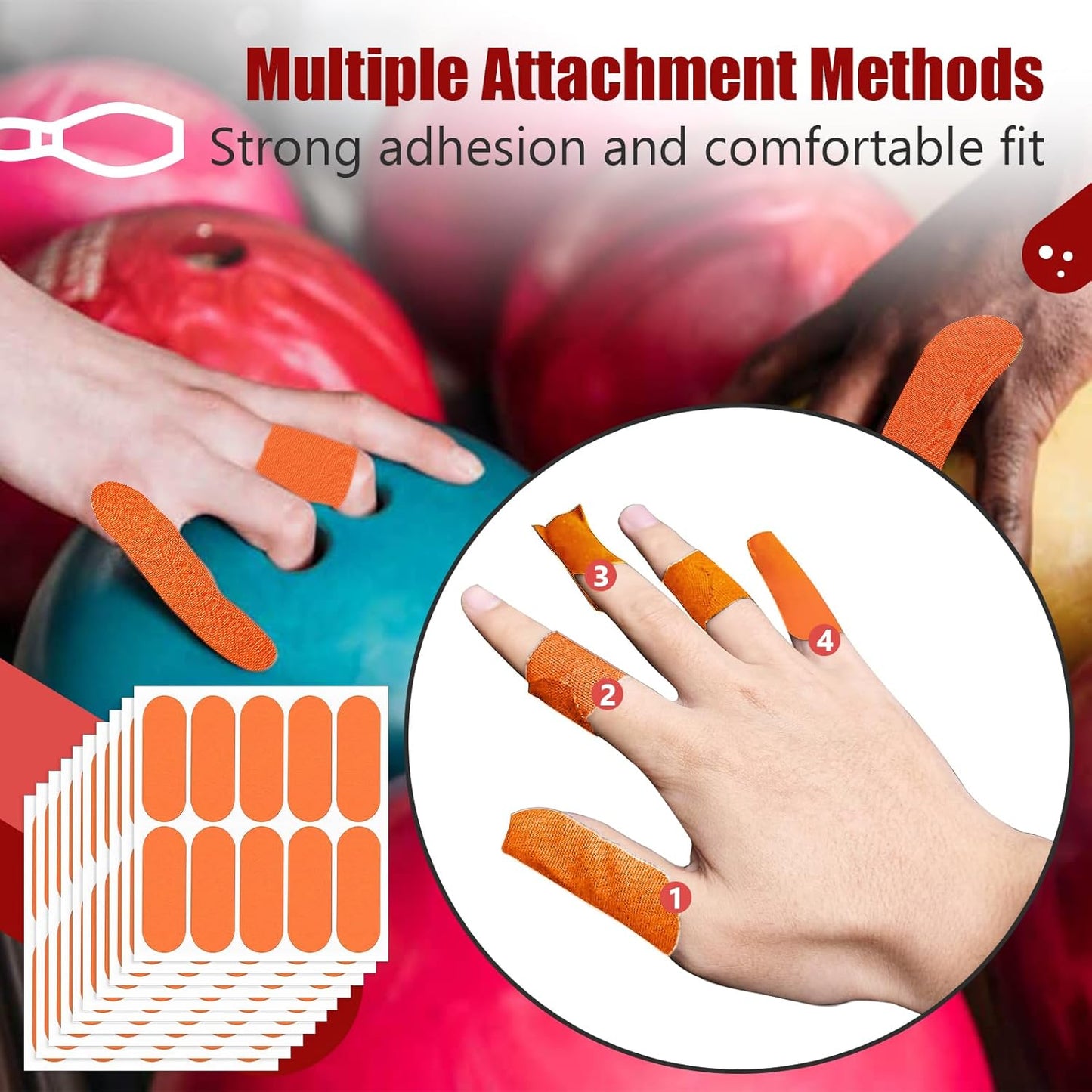 100 PCS Bowling Thumb Tape - Bowling Finger Tape - Thumb Tape Protector for Bowling(Multiple Colors, 1 x 2.8 Inches, Breathable)