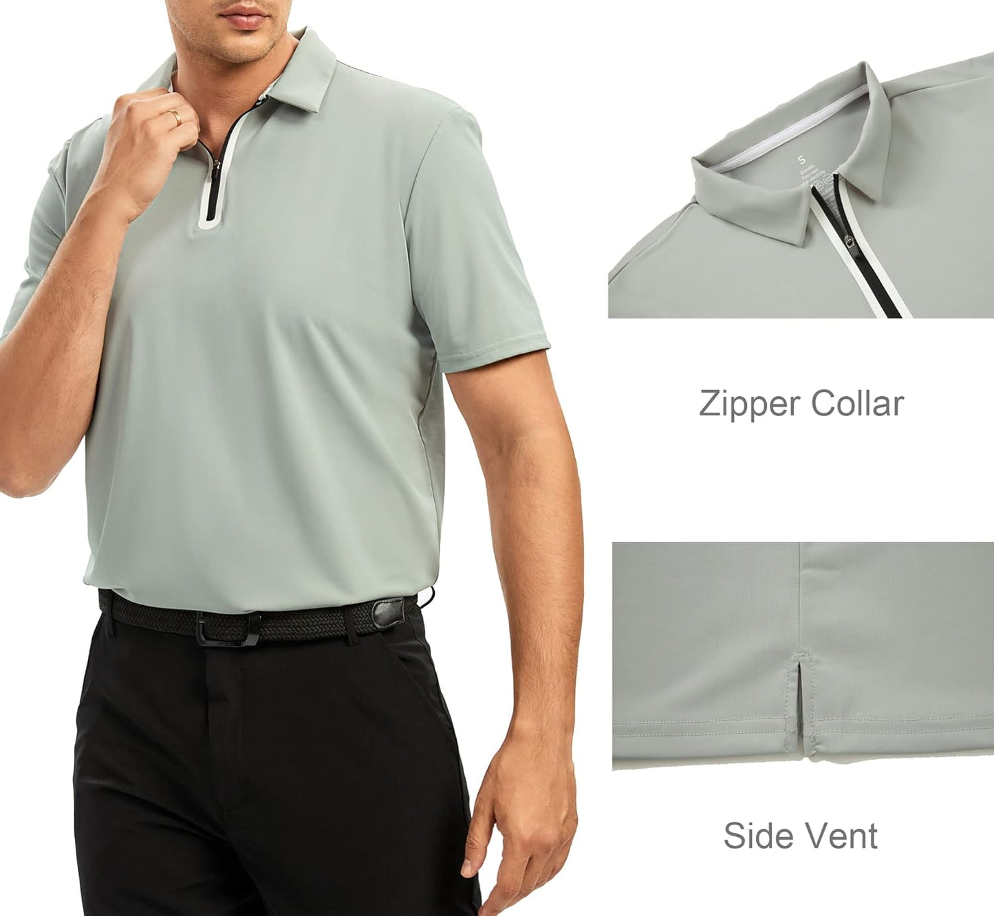 Alex Vando Mens Golf Shirt Moisture Wicking Quick-Dry Short Sleeve Casual Polo Shirts for Men