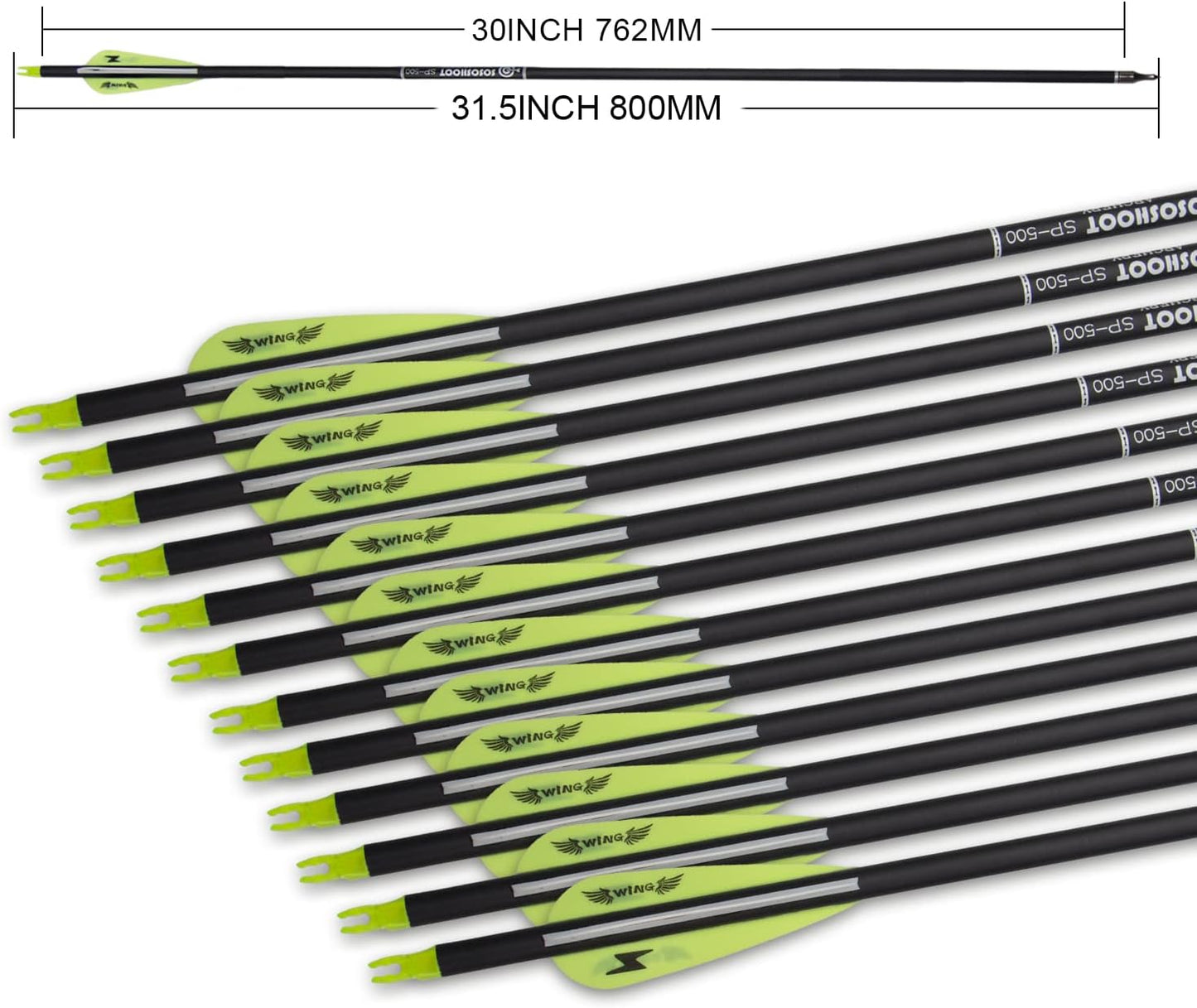 31inch Carbon Arrow Archery Targeting Practice Hunting Arrows for Compound & Recurve Bow with Removable Tips(Pack of 12)