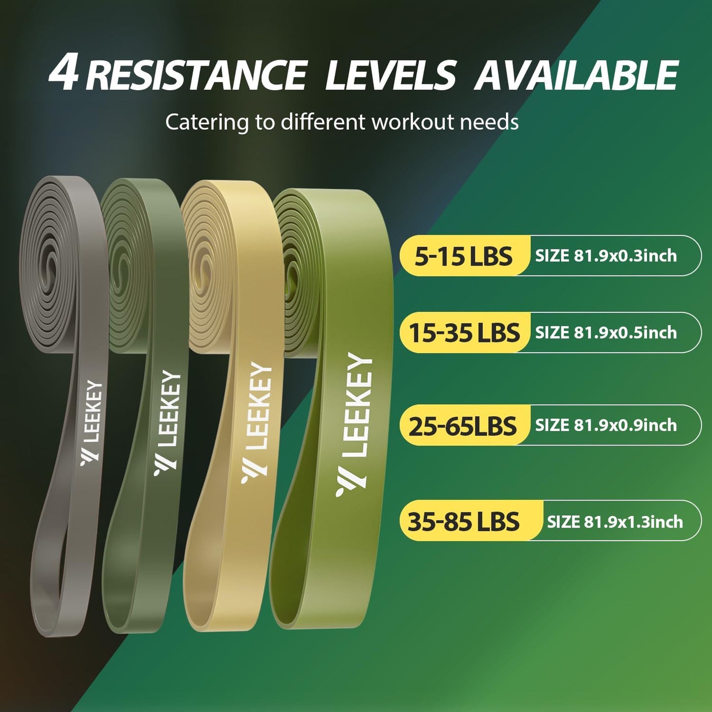 LEEKEY Resistance Bands Set for Pull-Up Assistance & Full-Body Training, Multi-Level Exercise Bands with Bag for Home Workouts, Physical Therapy, Strength Training (Men/Women)