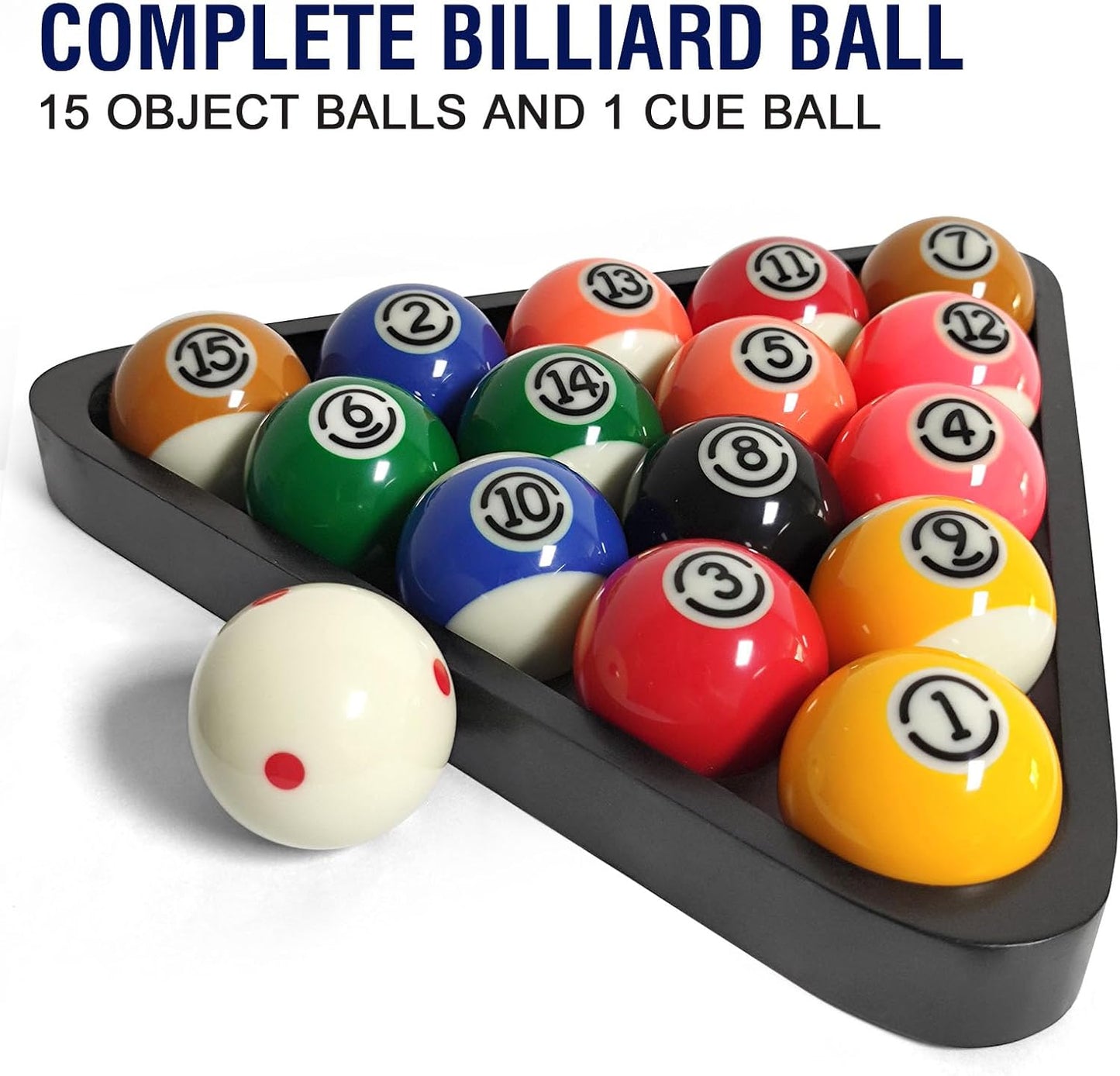 2-1/4" Pool Balls Billiard Set - 16 Resin Balls, Regulation Size & Weight, Complete Billiard Table Balls Set for Replacement, Pool Table Accessories & Billiards Pool Accessories