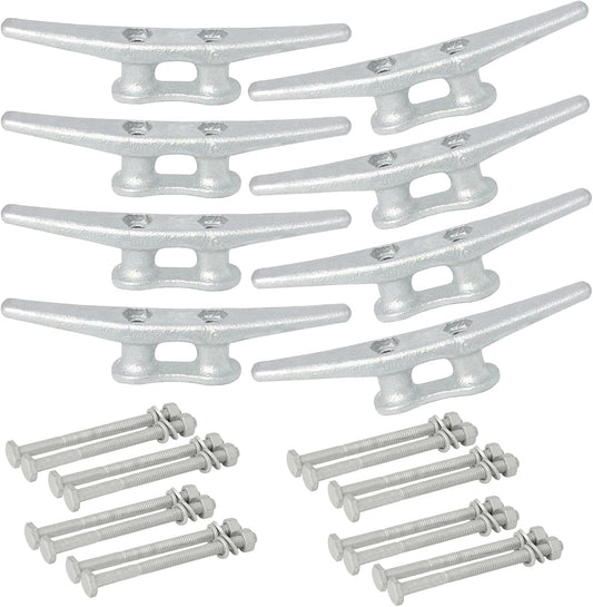 6/8/10/12/14 inch Dock Cleats With Bolts,Hot Dipped Galvanized Cast Iron Boat Cleats,Rope Cleat Boat Dock Cleats for Boat Docks,Decks,Piers for Tying up Boats,Marine Decor(1,2,4,5,6,8,10,12 Pack)