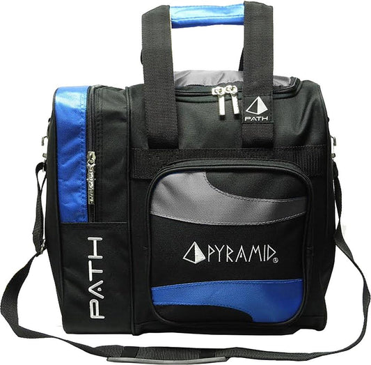 Pyramid Path Deluxe Single Tote Bowling Bag with Large Separate Compartment for Bowling Shoes (Up To US Mens Size 15) or Accessories - Holds One Bowling Ball