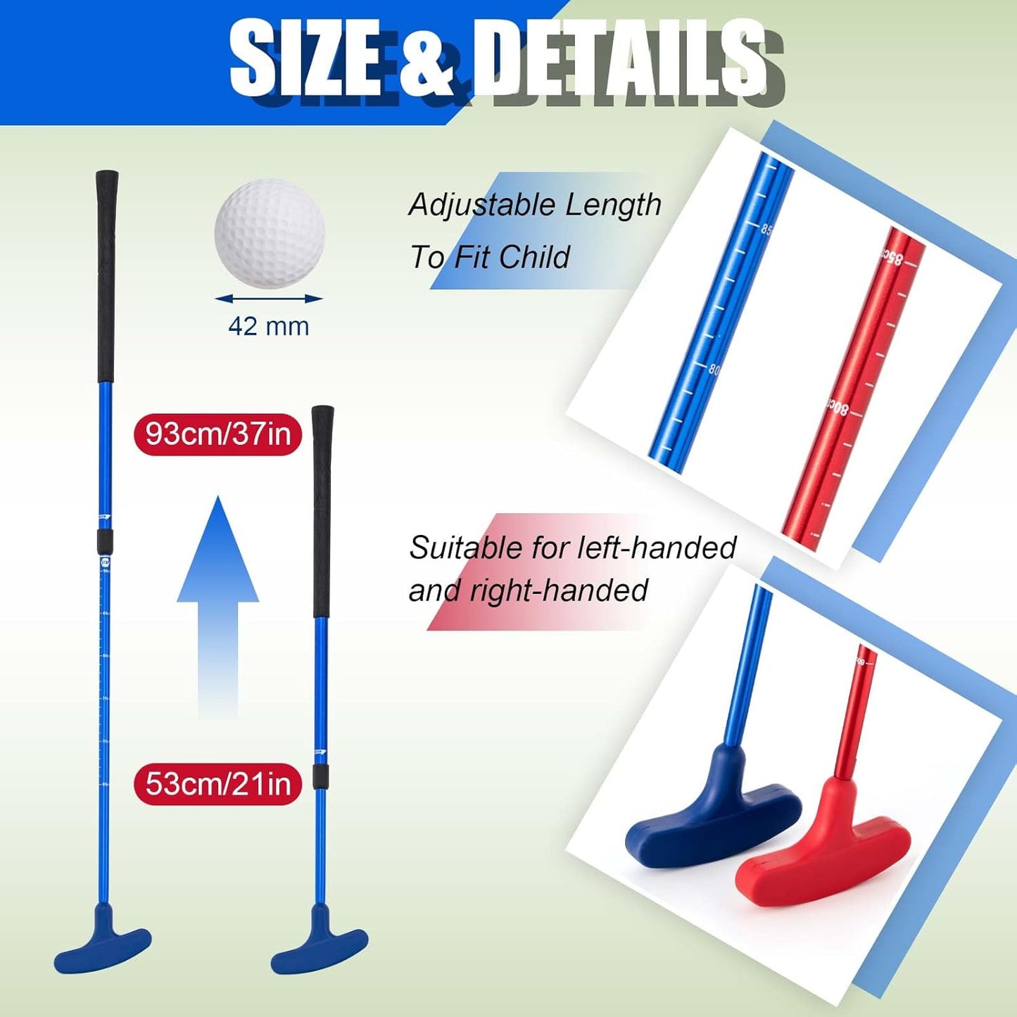 Lenwen 2 Pcs Golf Putter for Men Women Adjustable Length Two Way Putter Right or Left Handed Golfers Mini Golf Club with Practice Balls for Adults
