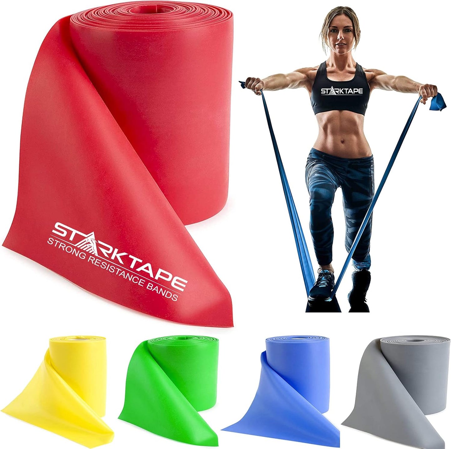 Resistance Bands Professional 8,16, 25, 50 Yards Bulk Rolls. Latex-Free Elastic Physical Therapy Band. No Scent, No Powder - Perfect for Home Exercise, Yoga, Pilates, Gym, Rehab, Workout