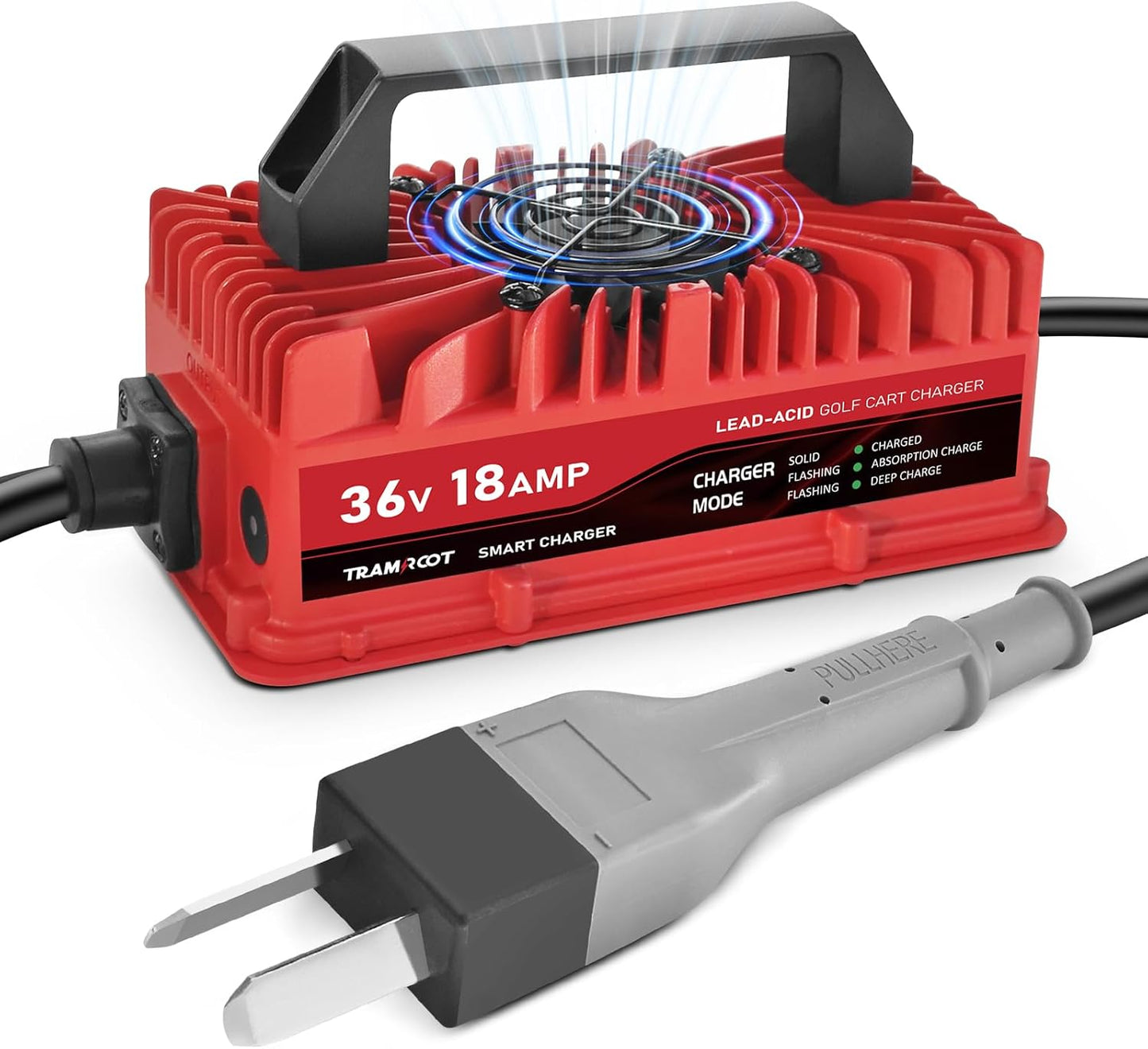 18 Amp Golf Cart Charger for 36 Volt Club Car, EZGO & Yamaha Lead Acid Battery with Upgraded Crowfoot Plug