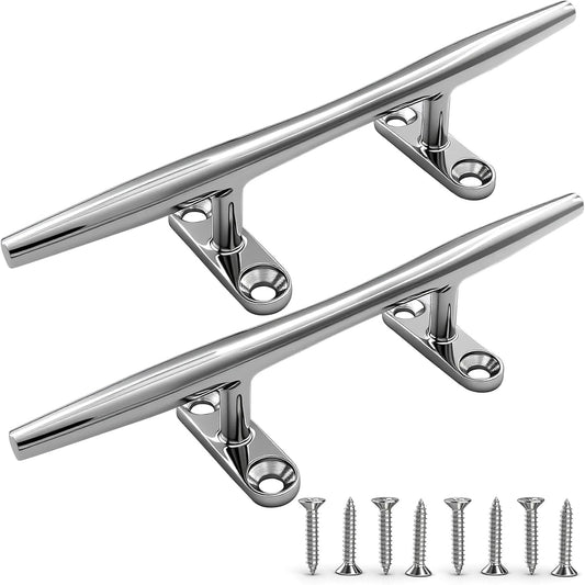 8/10/12/15 inch Dock Cleats - 316 Stainless Steel Boat Cleats Boat Dock Cleats,Open Base Dock Cleat with Fasteners,Marine Cleat Rope Cleat Boat Cleat for Boat/Deck/Nautical Decor(1,2,4,6 Pack)