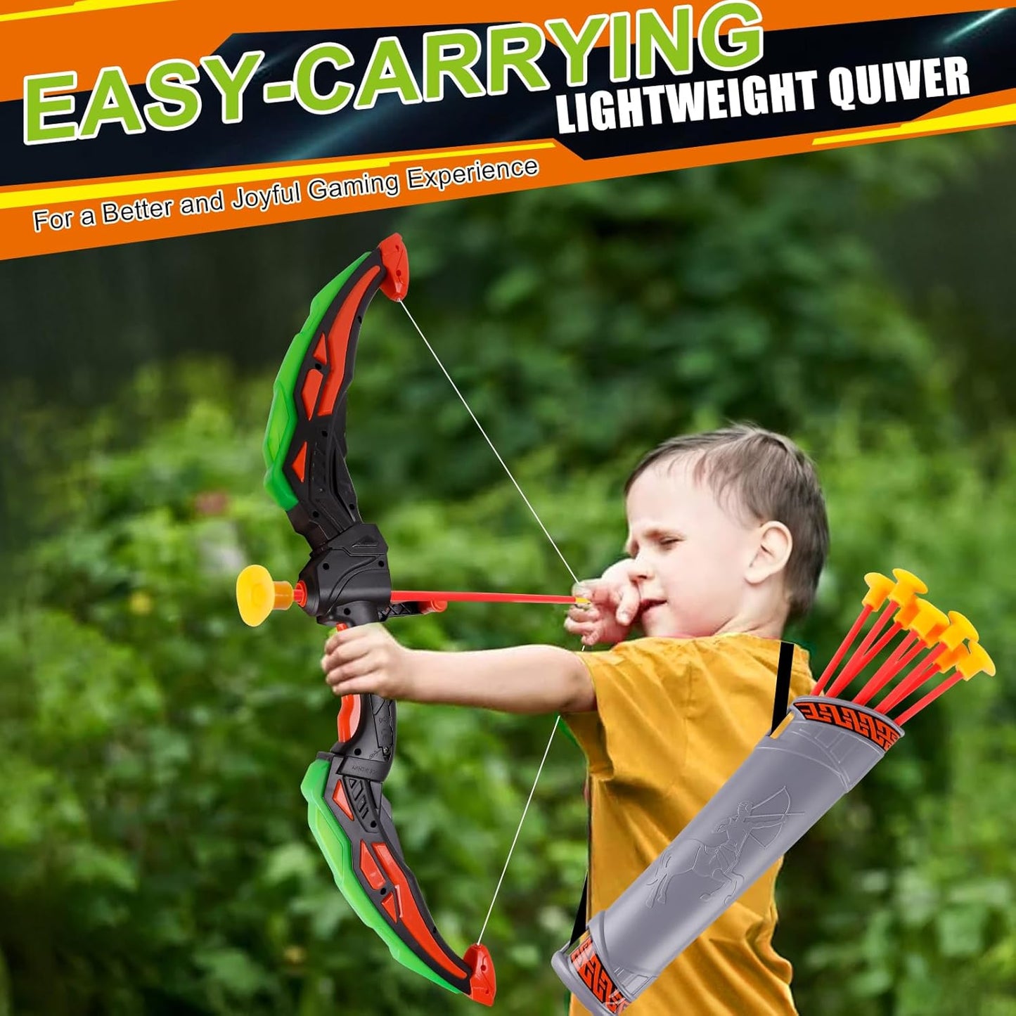 2 Pack Bow and Arrow for Kids Sports and Outdoor Play Toys Archery Set with LED Light Up 16 Arrows 1 Standing Target 2 Quiver Indoor Outdoors Toy for Age 4-12 Year Old Boy Girl Gift